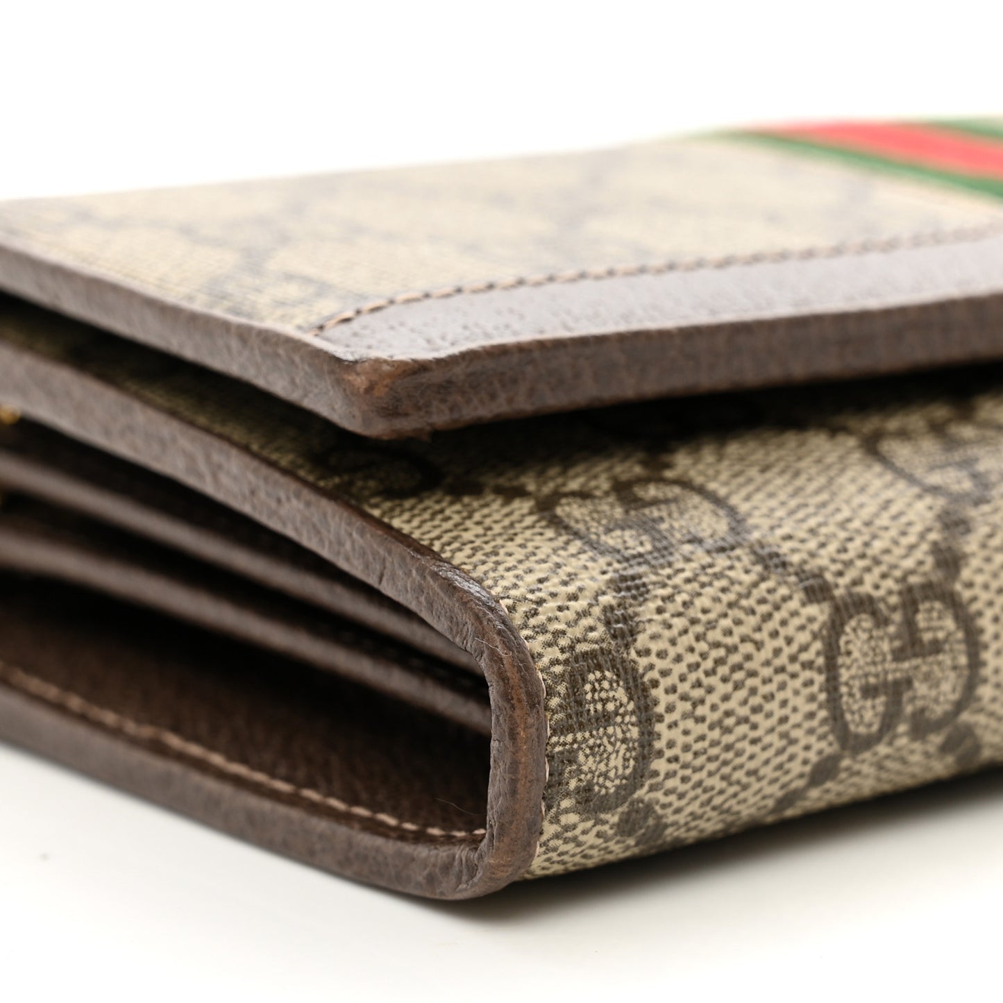 GG Supreme Monogram Web Ophidia Wallet On Chain Brown