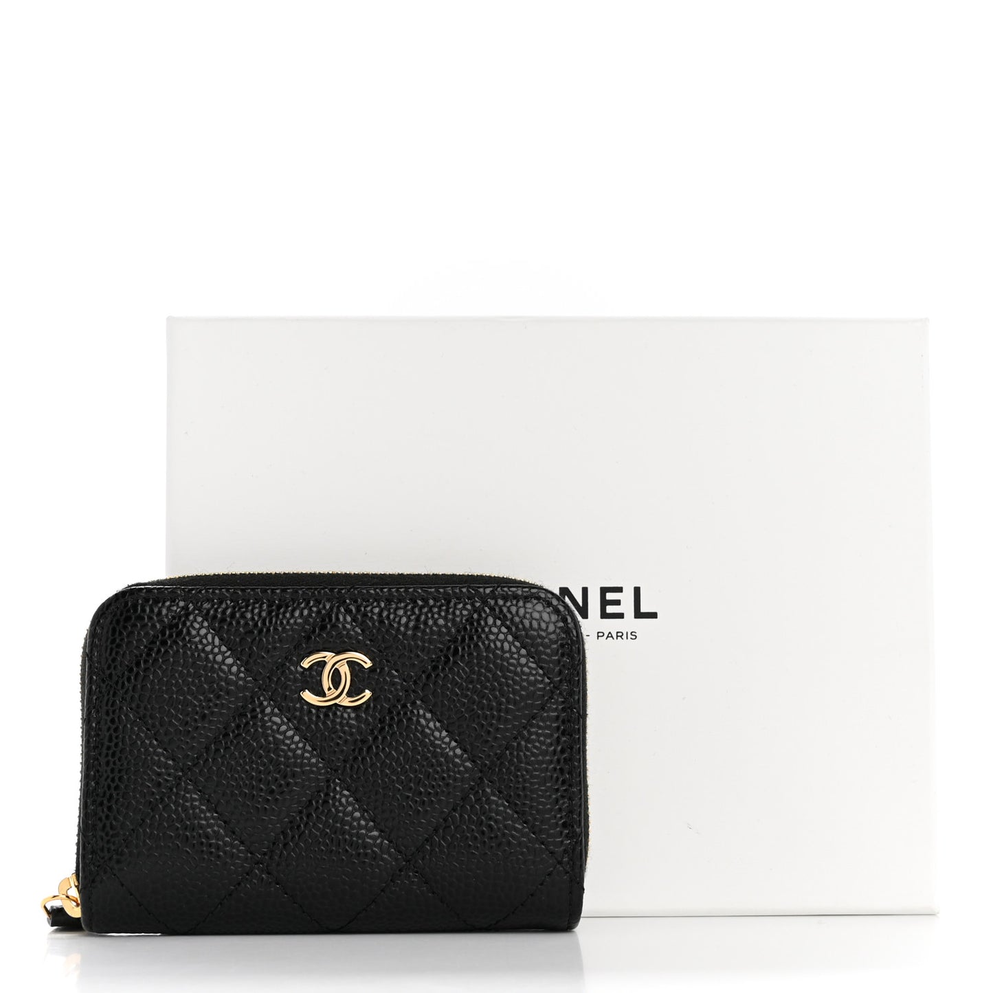 Caviar Quilted Zip Coin Purse Black