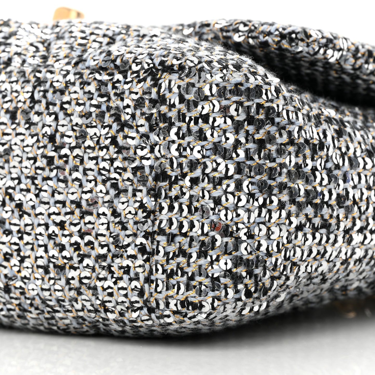 Sequin Quilted Medium Chanel 19 Flap Silver
