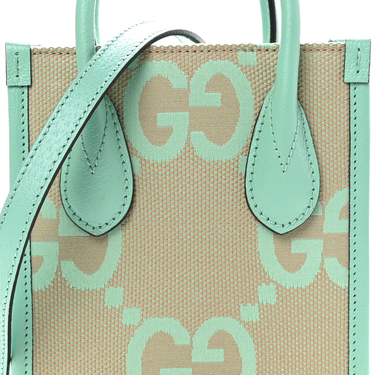 Monogram Jumbo GG Textured Dollar Calfskin Mini Tote Bag Pepperlight Mint