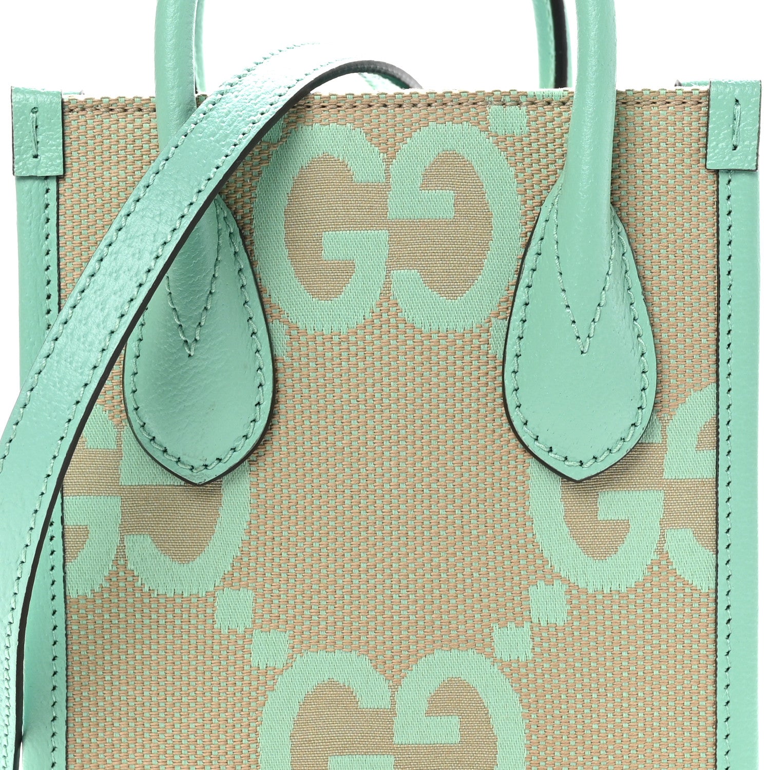 Gucci Monogram Jumbo GG Textured Dollar Calfskin Mini Tote Bag Pepperlight Mint 8 of 10