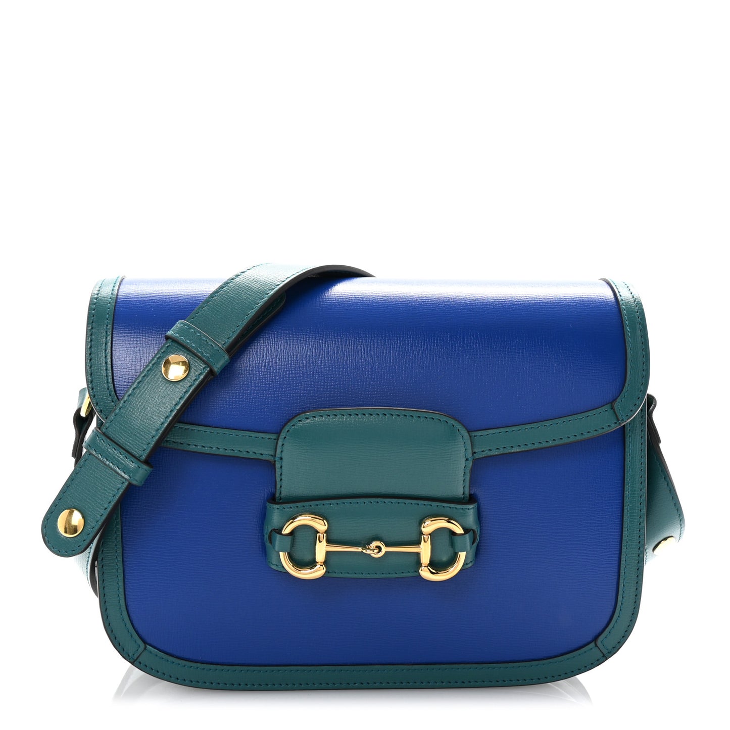 Azalea Calfskin Horsebit 1955 Shoulder Bag Blue Green
