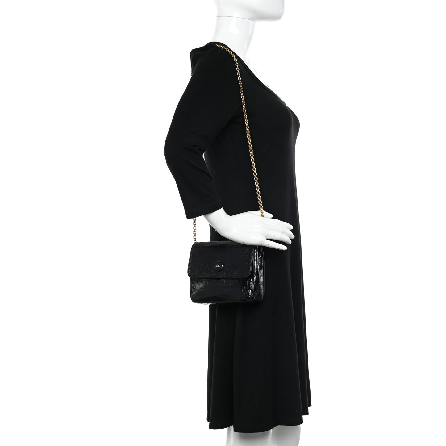 Shiny Crocodile Flap Black