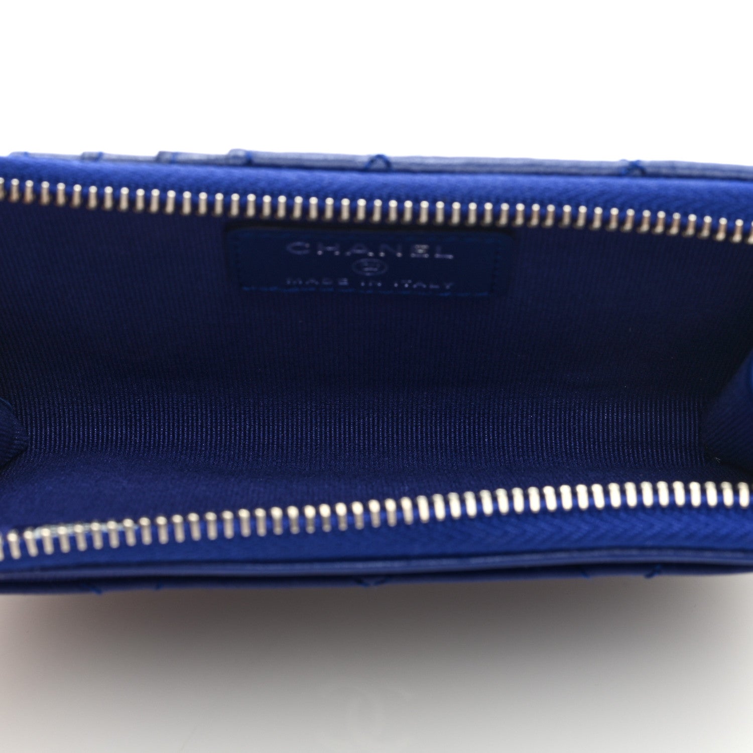 Chanel Lambskin Quilted Zip Card Holder Blue 5 of 7