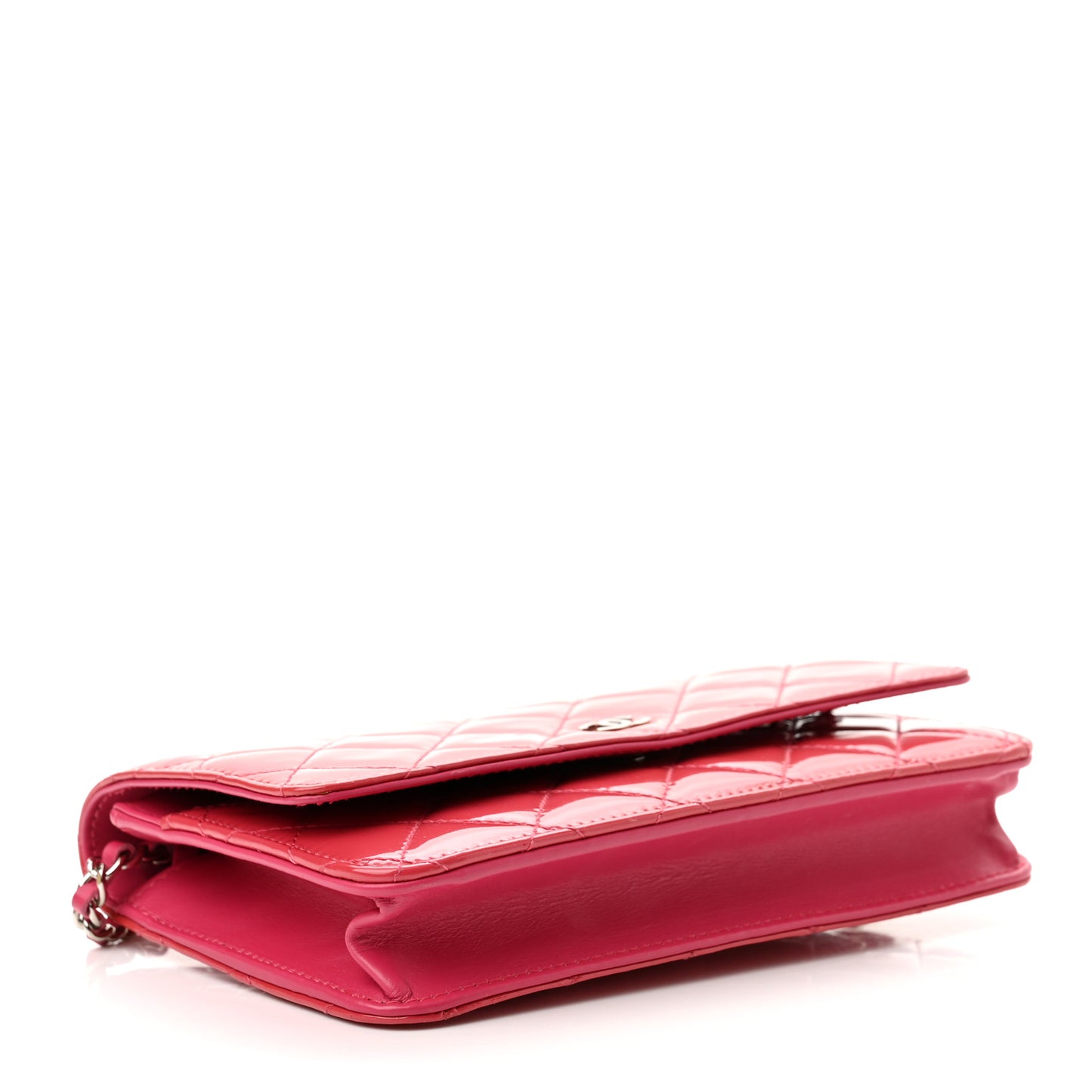 Patent Quilted Wallet On Chain WOC Fuchsia