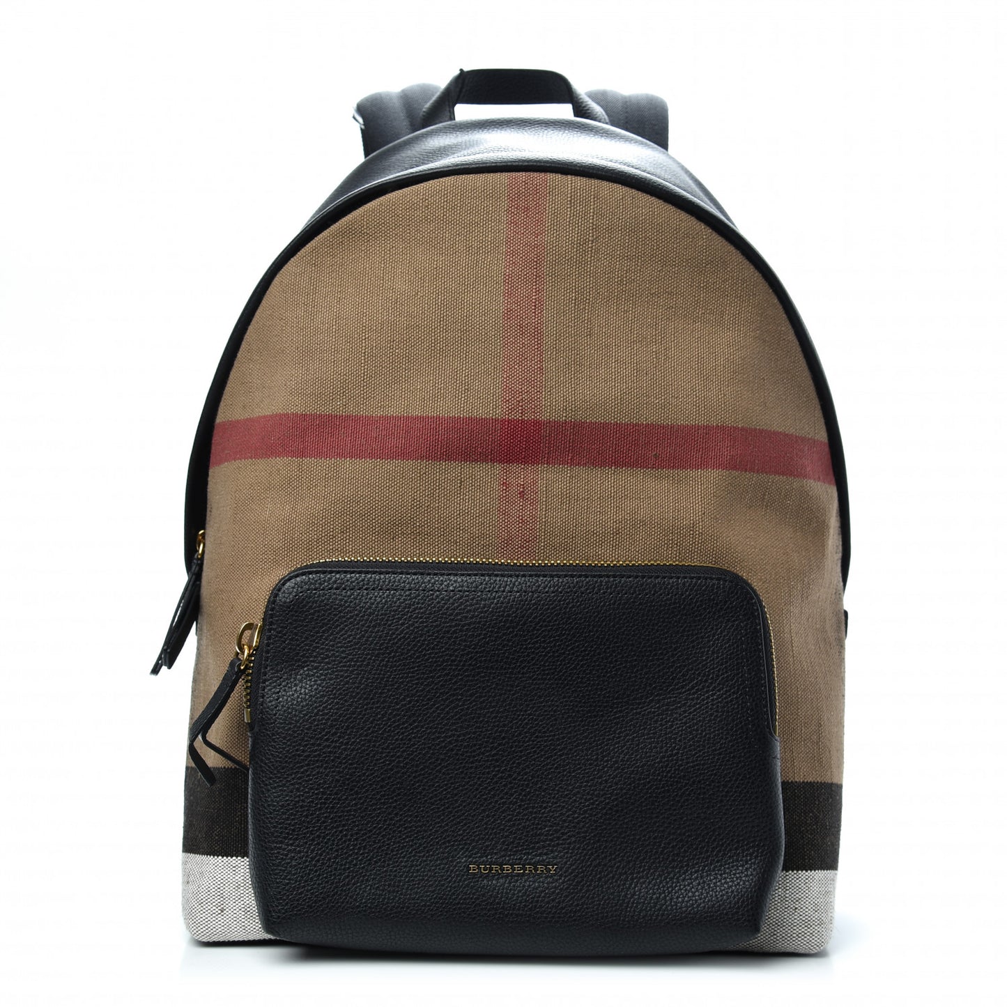 Mega Check Calfskin Abbeydale Simple Backpack Black Camel