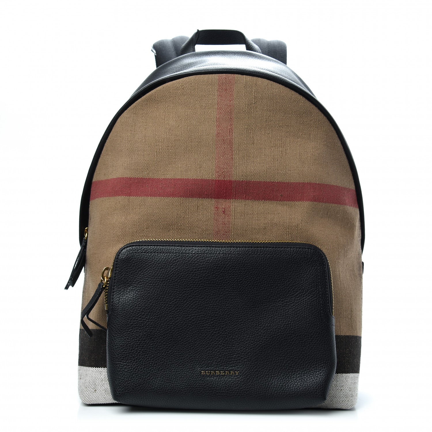 Burberry Mega Check Calfskin Abbeydale Simple Backpack Black Camel 1 of 8