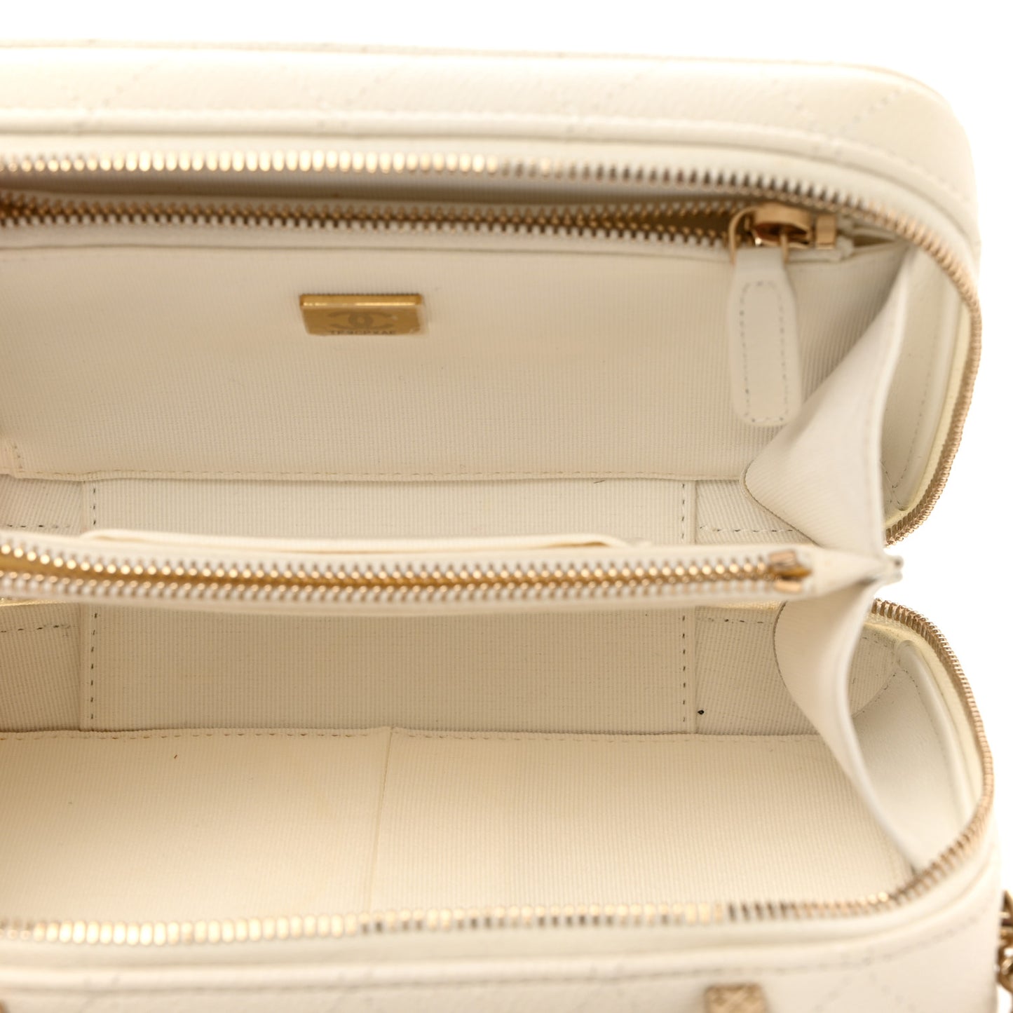 Caviar Quilted Top Handle Vanity Case White