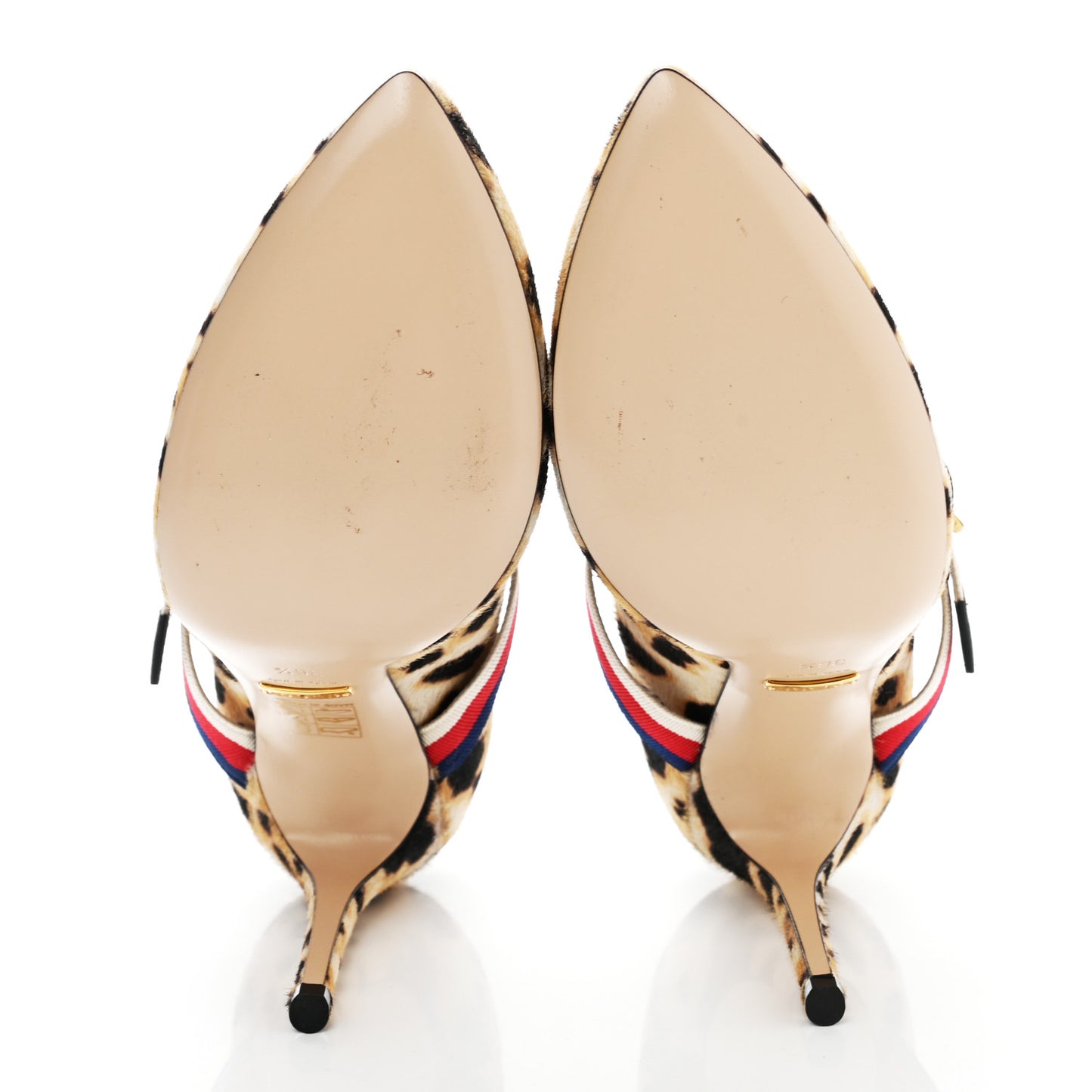 Calf Hair Leopard Print Sylvie High Heel Slingback Pumps 36.5 Naturale Black