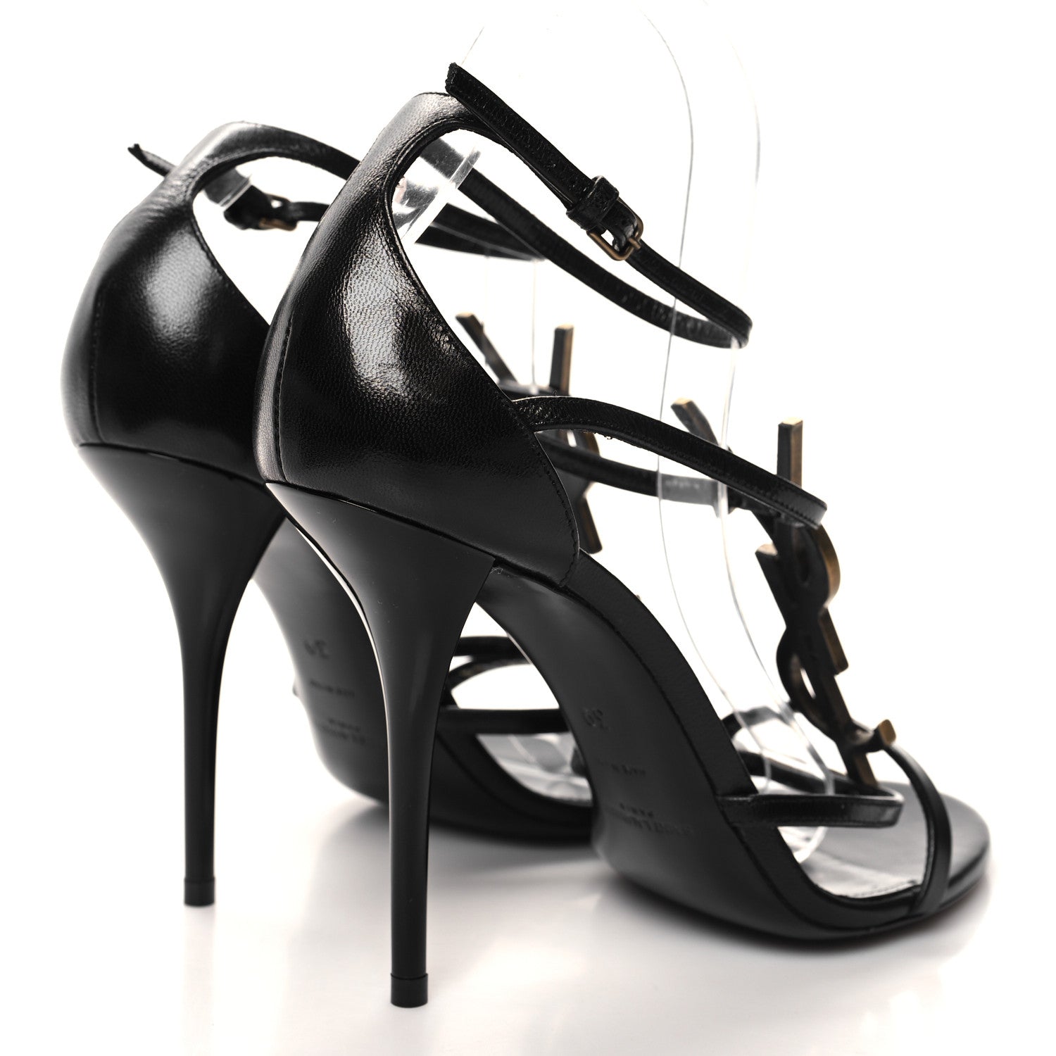 Saint Laurent Calfskin Cassandra 100 Sandals 39 Black 4 of 9