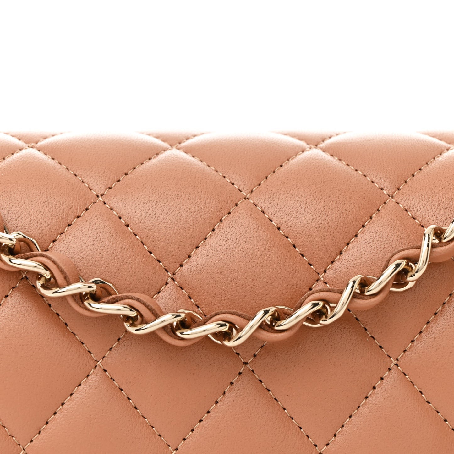 Lambskin Quilted Medium Double Flap Brown