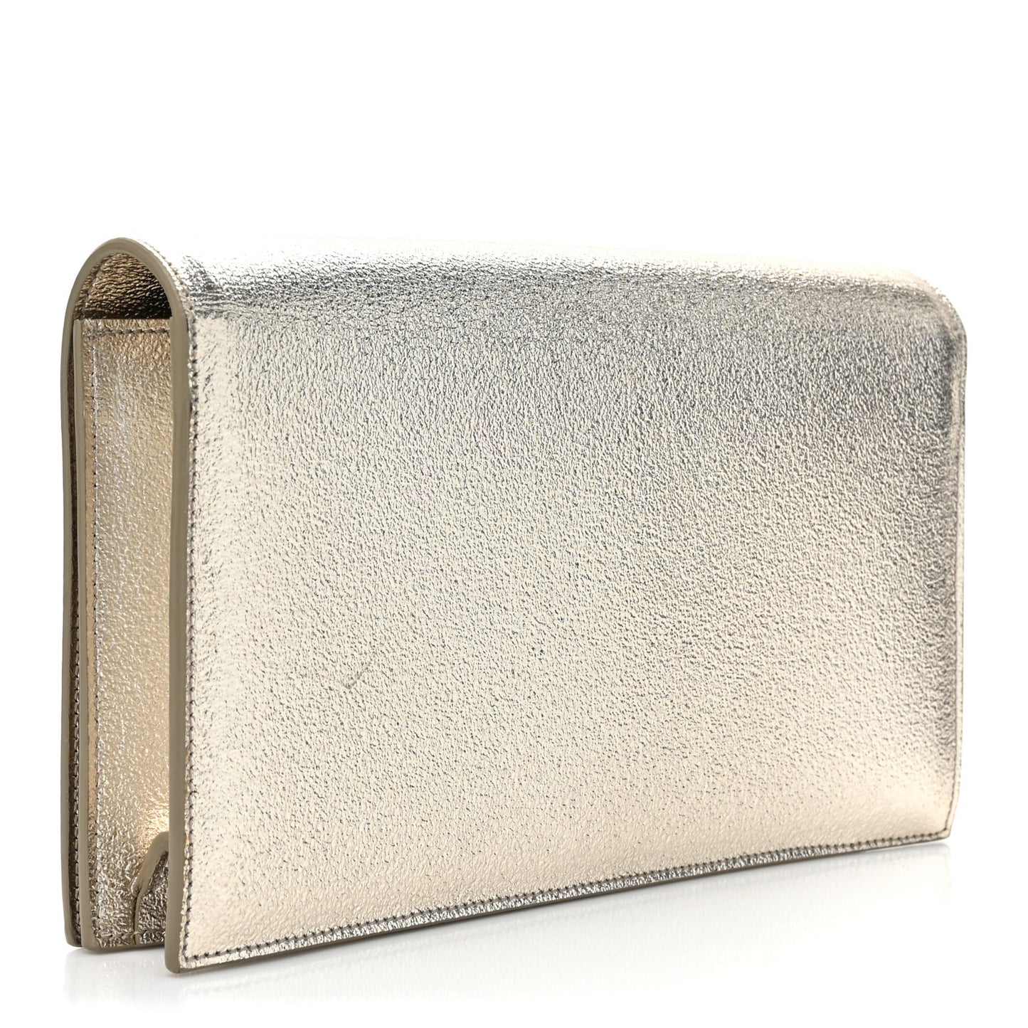 Metallic Calfskin Medium Serpent Clutch Gold