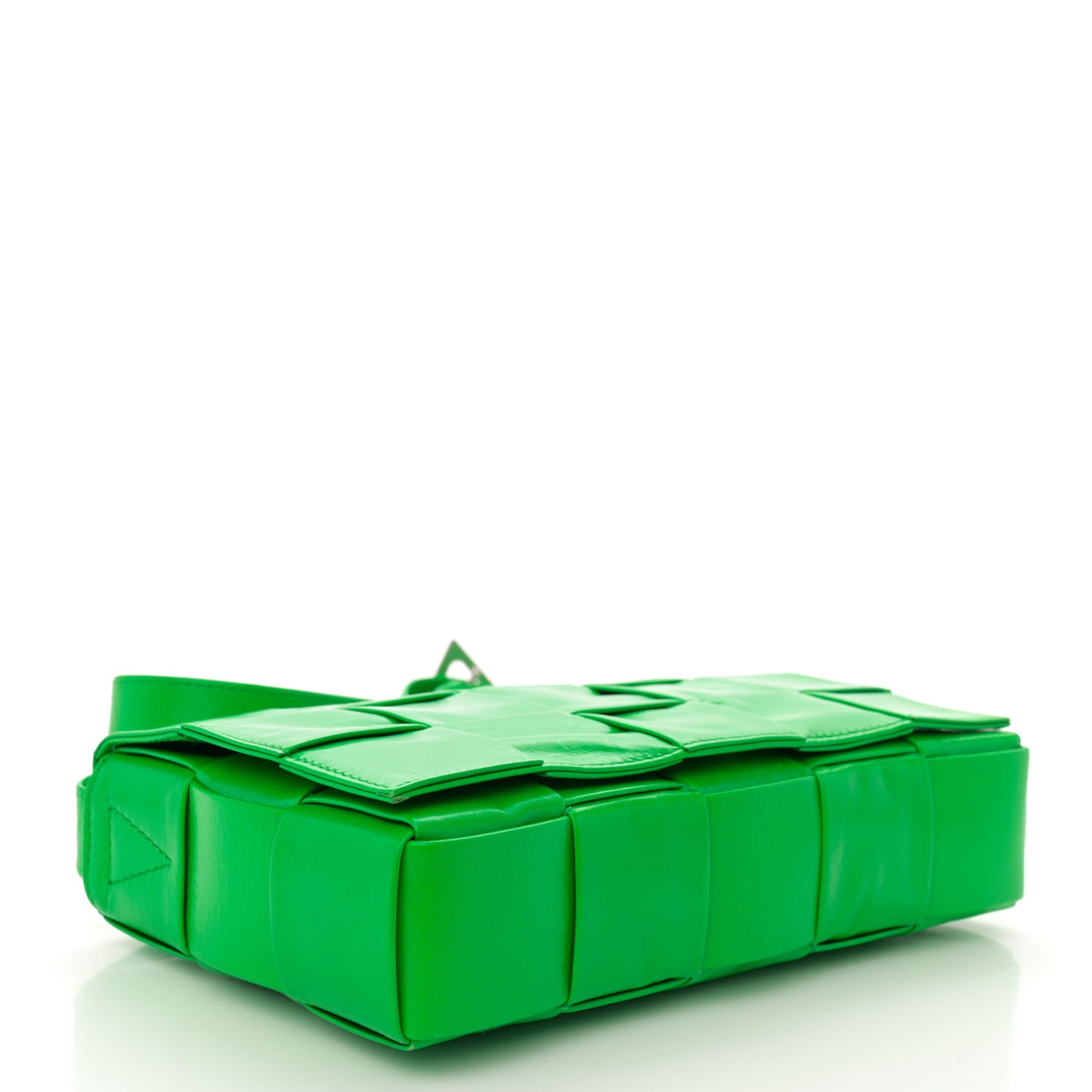 Paper Calfskin Maxi Intreccio Cassette Crossbody Bag Grass