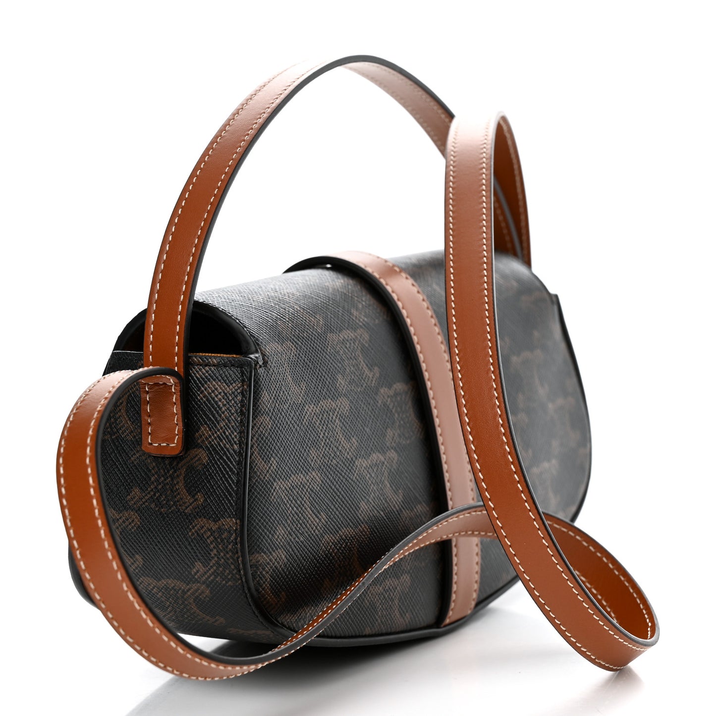 Triomphe Canvas Calfskin Tabou Clutch on Strap Tan