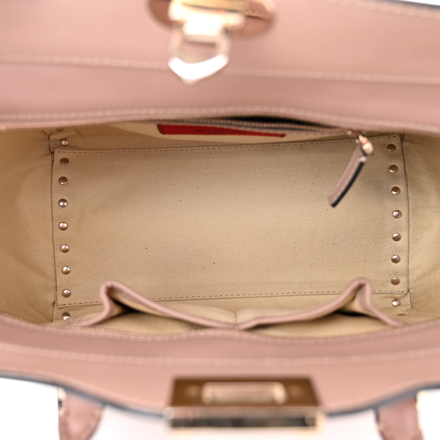 Vitello Small Rockstud Double Handle Tote Poudre