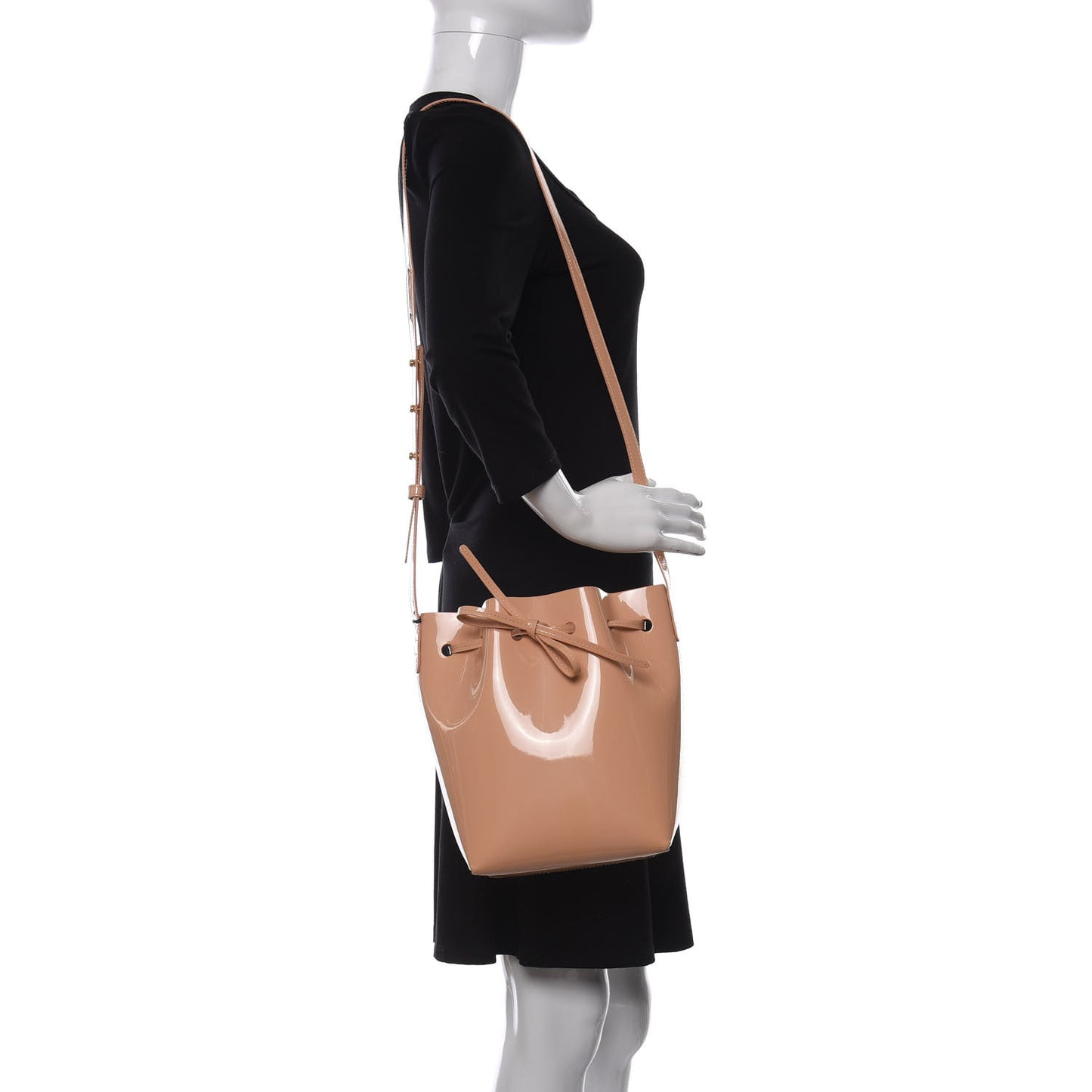 Patent Calfskin Mini Bucket Bag Rosa