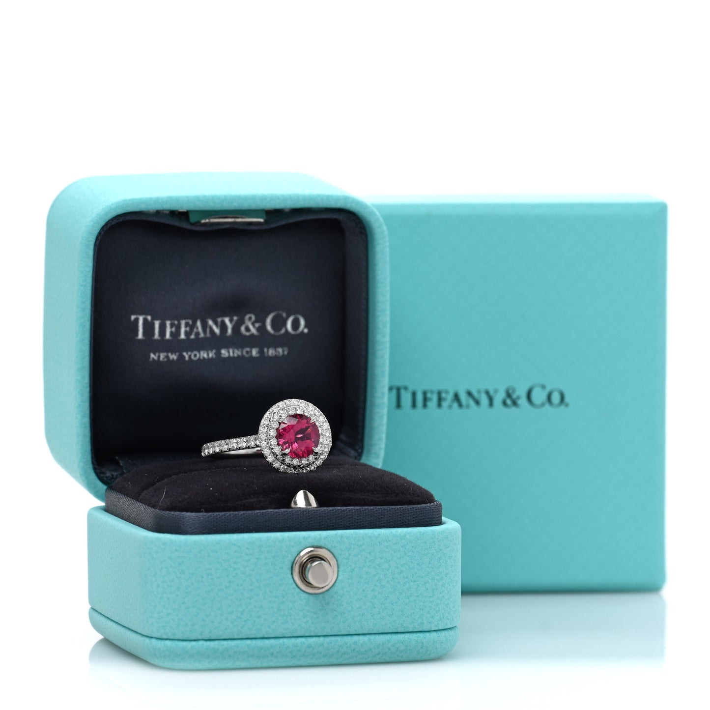 Platinum Diamond Ruby Soleste Ring 49 5