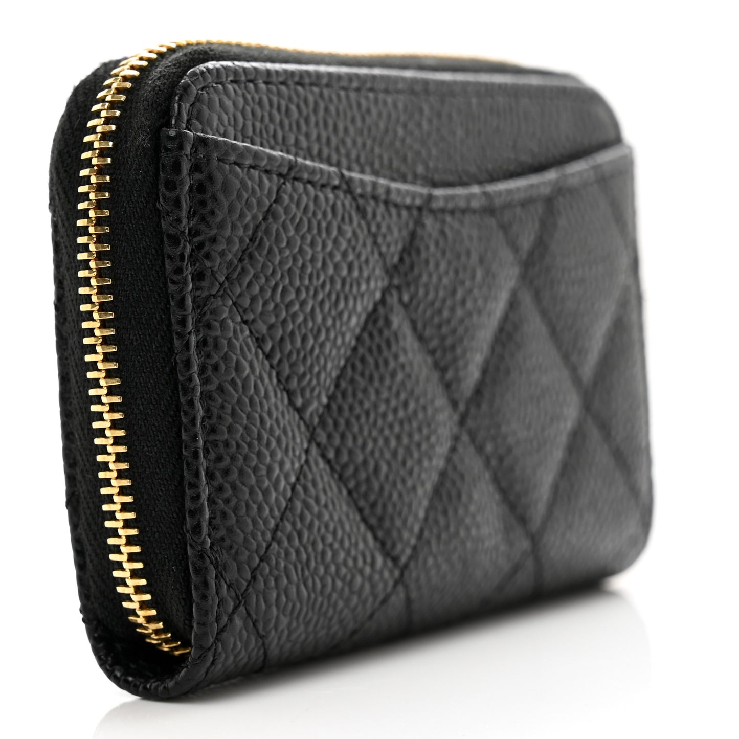 Caviar Quilted Zip Coin Purse Black