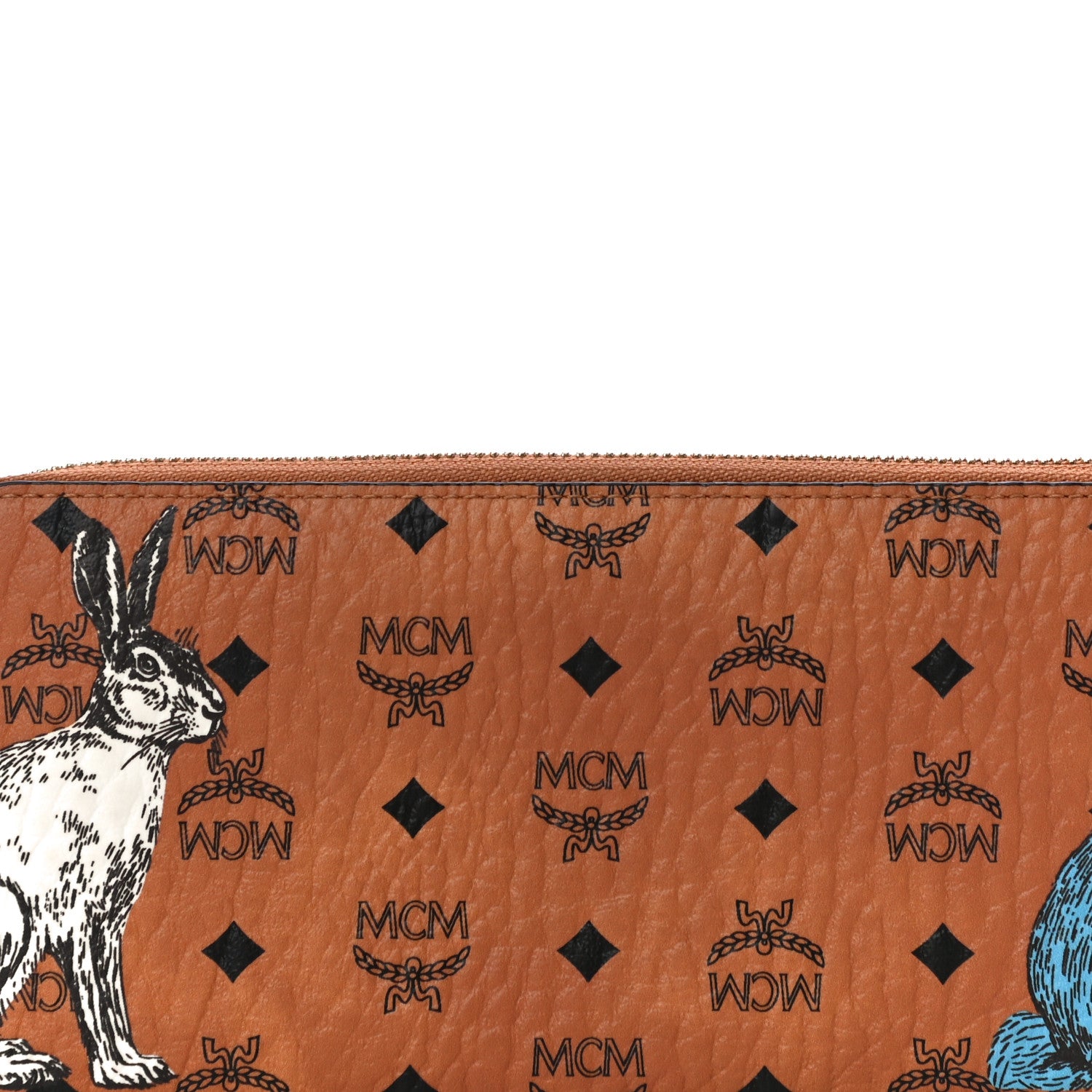 MCM Visetos Rabbit Zip Around Wallet Cognac 7 of 10