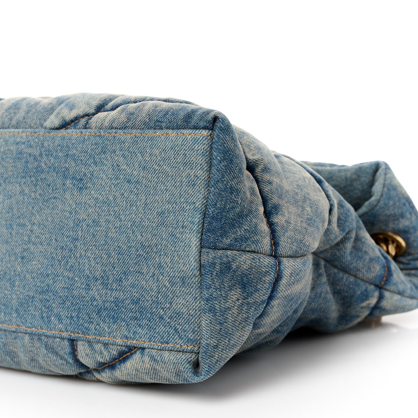 Denim Quilted Medium Loulou Puffer Monogram Chain Satchel Blue Cinnamon