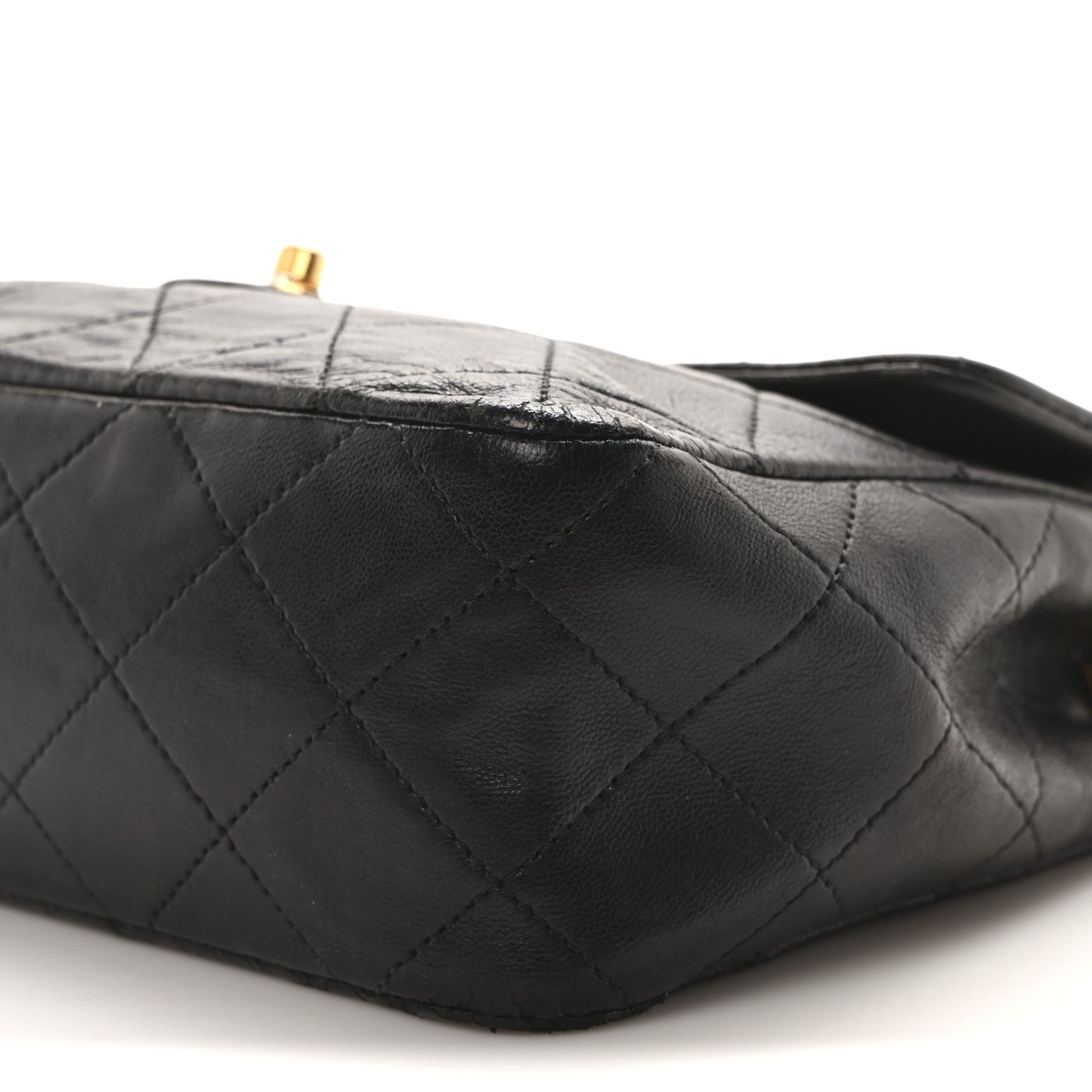 Lambskin Quilted Mini Square Flap Black