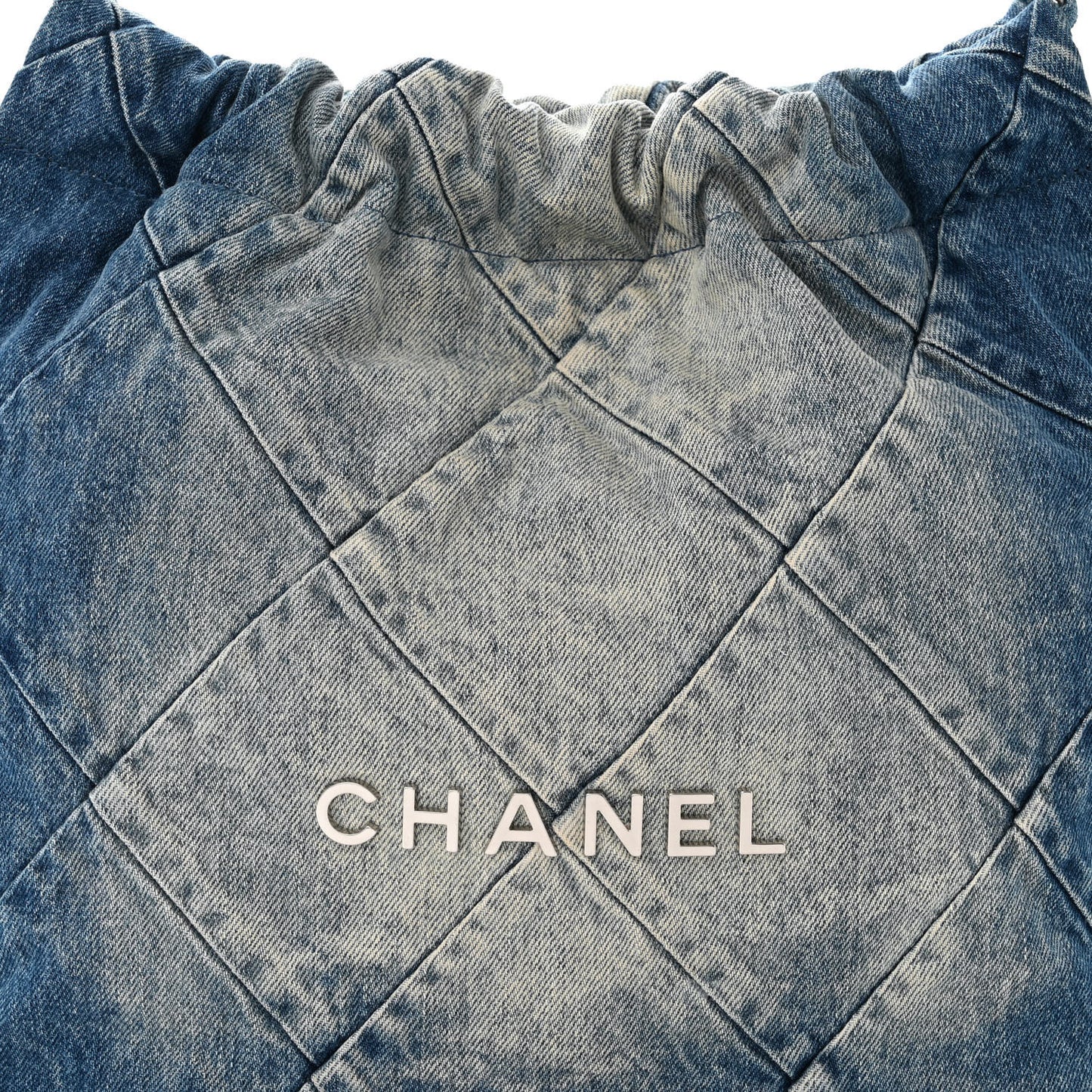 Denim Quilted Small Chanel 22 Blue