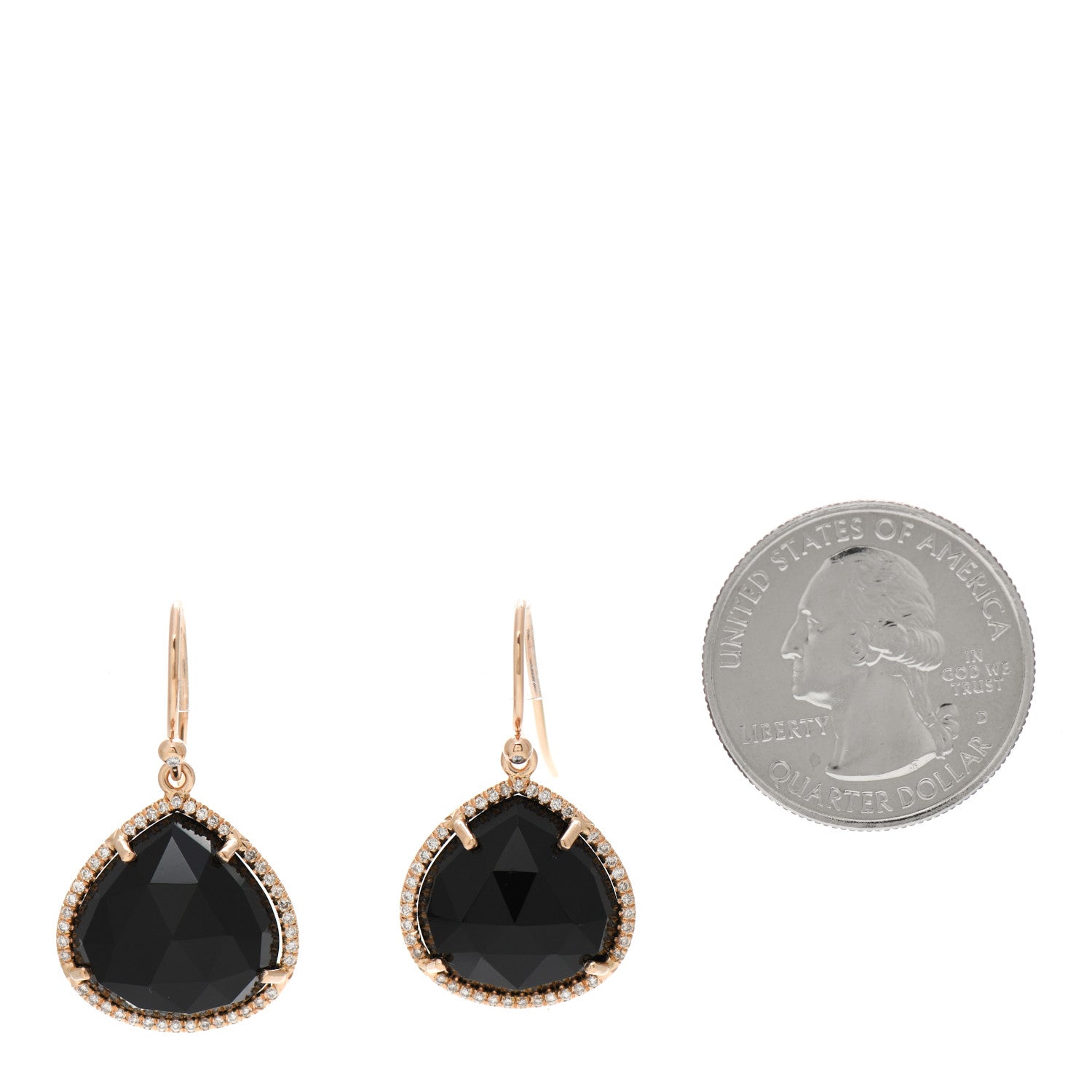 Irene Neuwirth 18K Rose Gold Diamond Onyx Classic Pear Drop Earrings 2 of 5