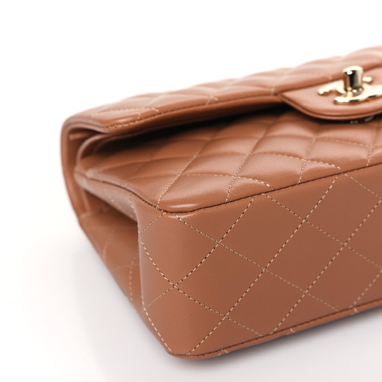Lambskin Quilted Small Double Flap Brown
