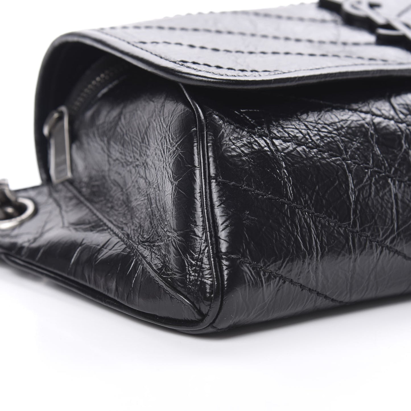 Crinkled Calfskin Matelasse Monogram Niki Body Bag Black