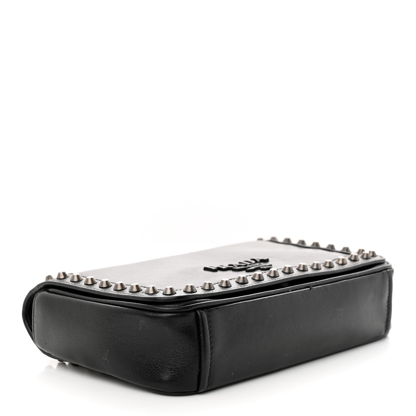 Glace Calfskin Studded Crossbody Black