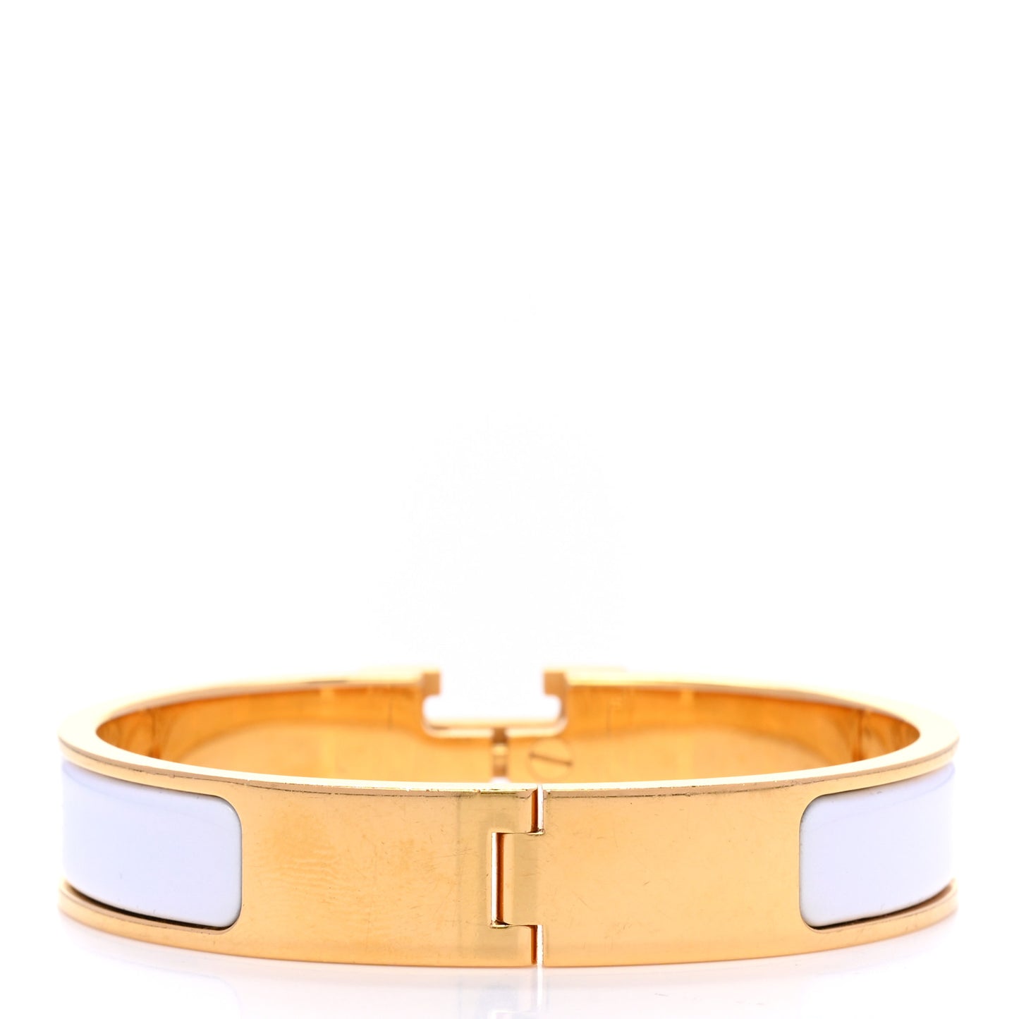 Enamel Narrow Clic Clac H Bracelet PM White