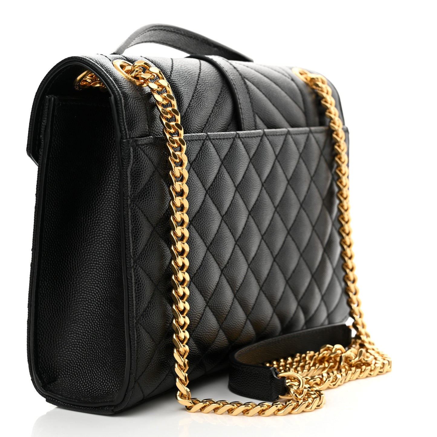 Grain De Poudre Textured Mixed Matelasse Triquilt Medium Monogram Satchel Black