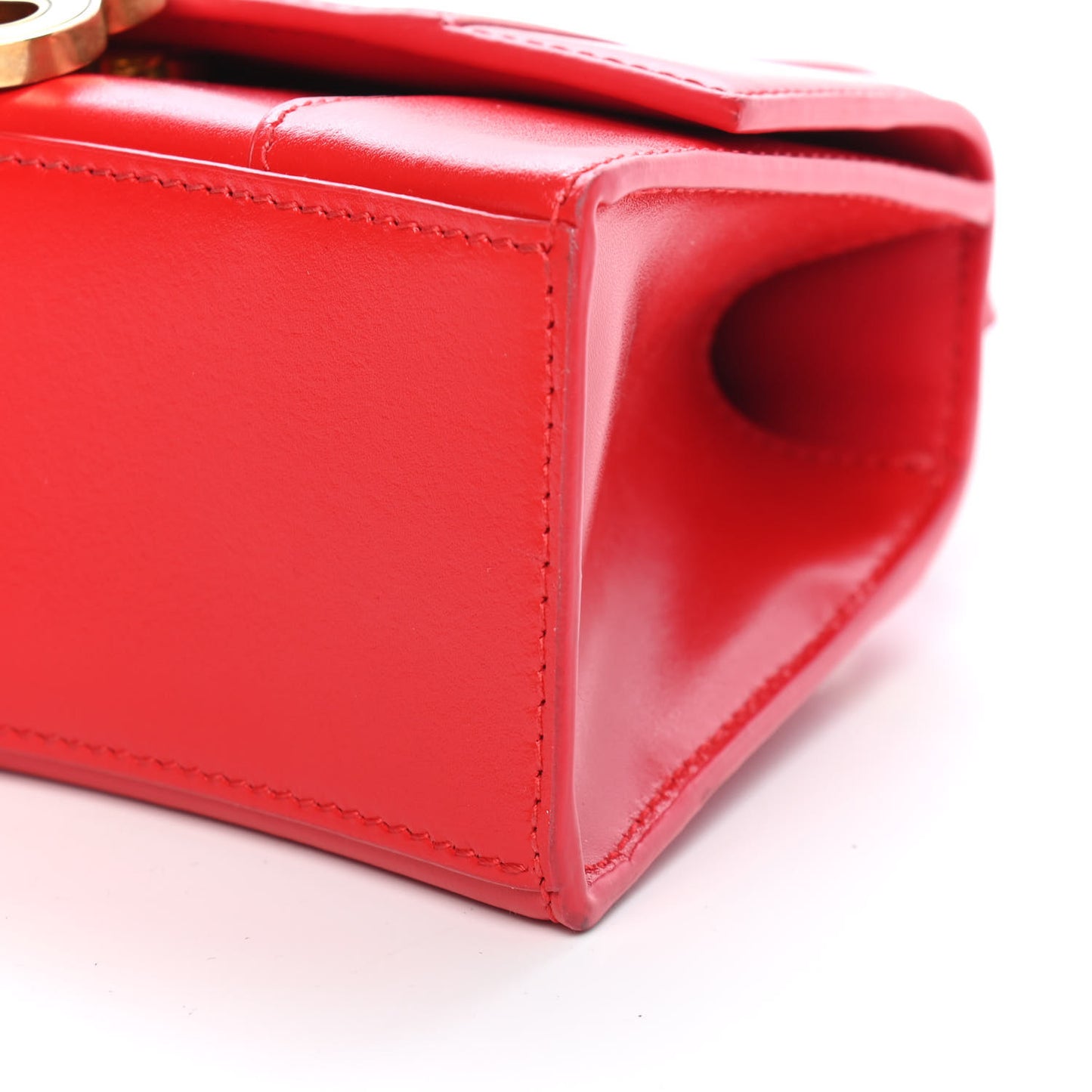 Shiny Box Calfskin Hourglass Top Handle Bag XS Bright Red