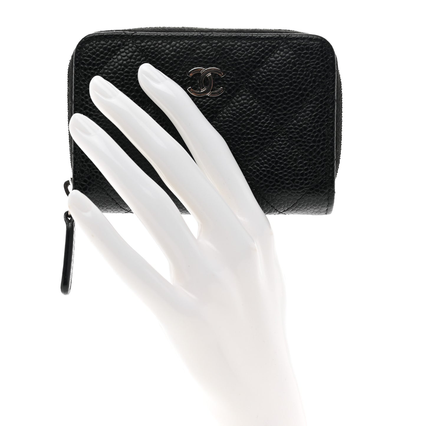 Caviar Quilted Zip Coin Purse Black