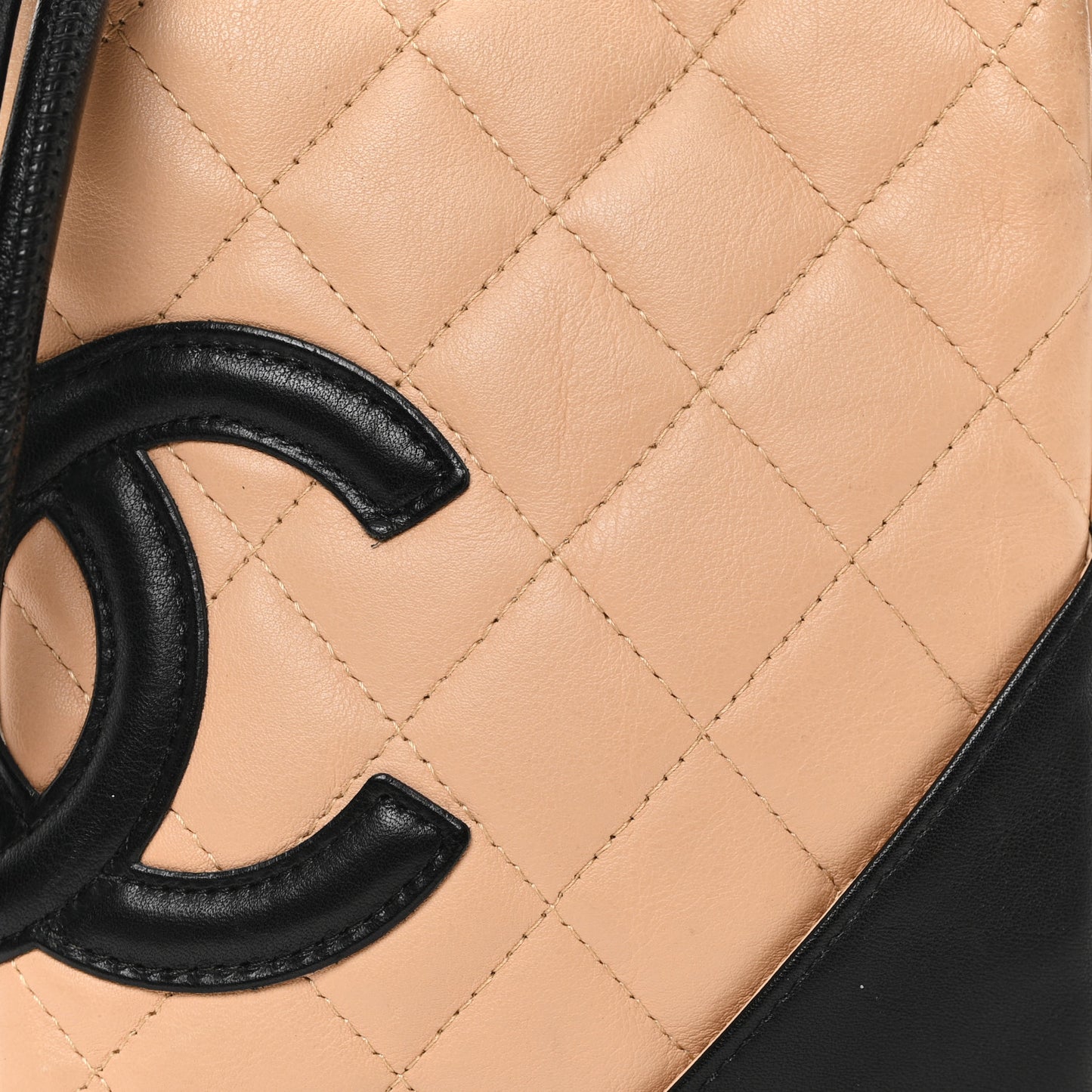 Calfskin Quilted Small Cambon Messenger Beige Black