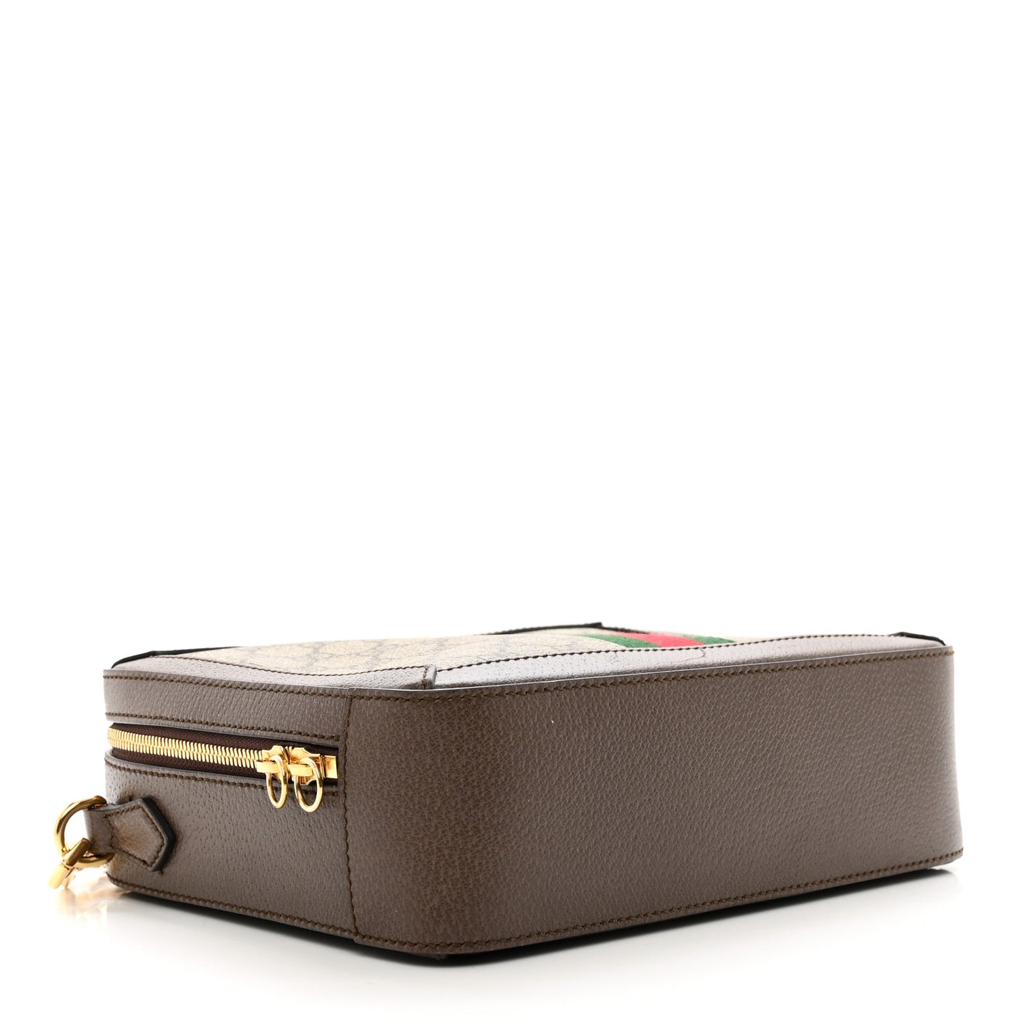 GG Supreme Monogram Web Small Ophidia Top Handle Shoulder Bag Brown