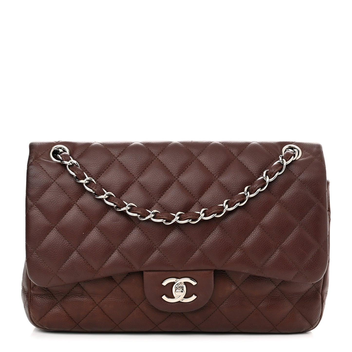 Caviar Quilted Jumbo Double Flap Burgundy