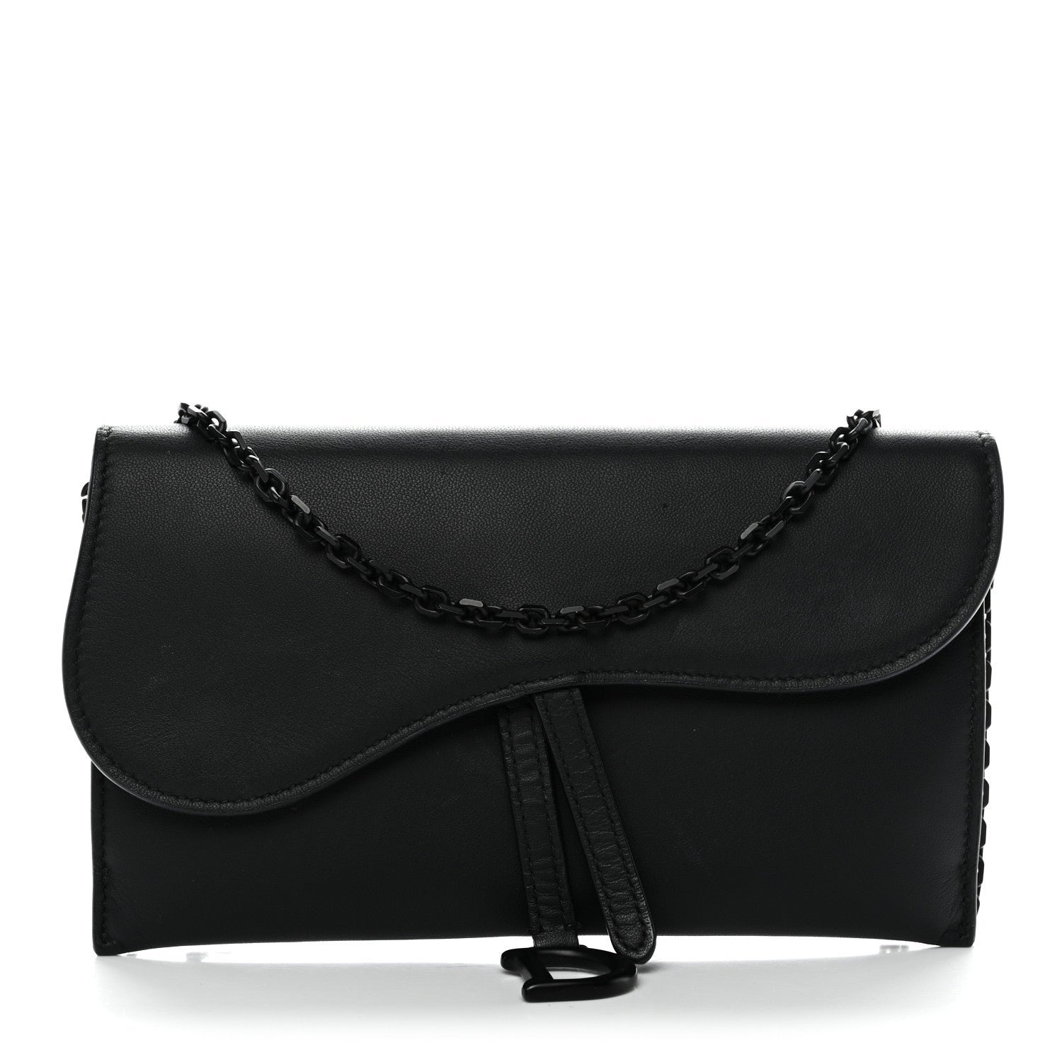 Christian Dior Ultra Matte Calfskin Saddle Chain Wallet Pouch