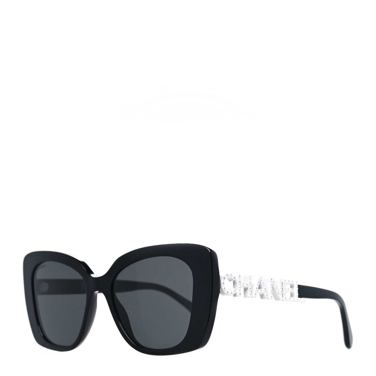 Acetate Strass Square Sunglasses 5422-B-A Black White