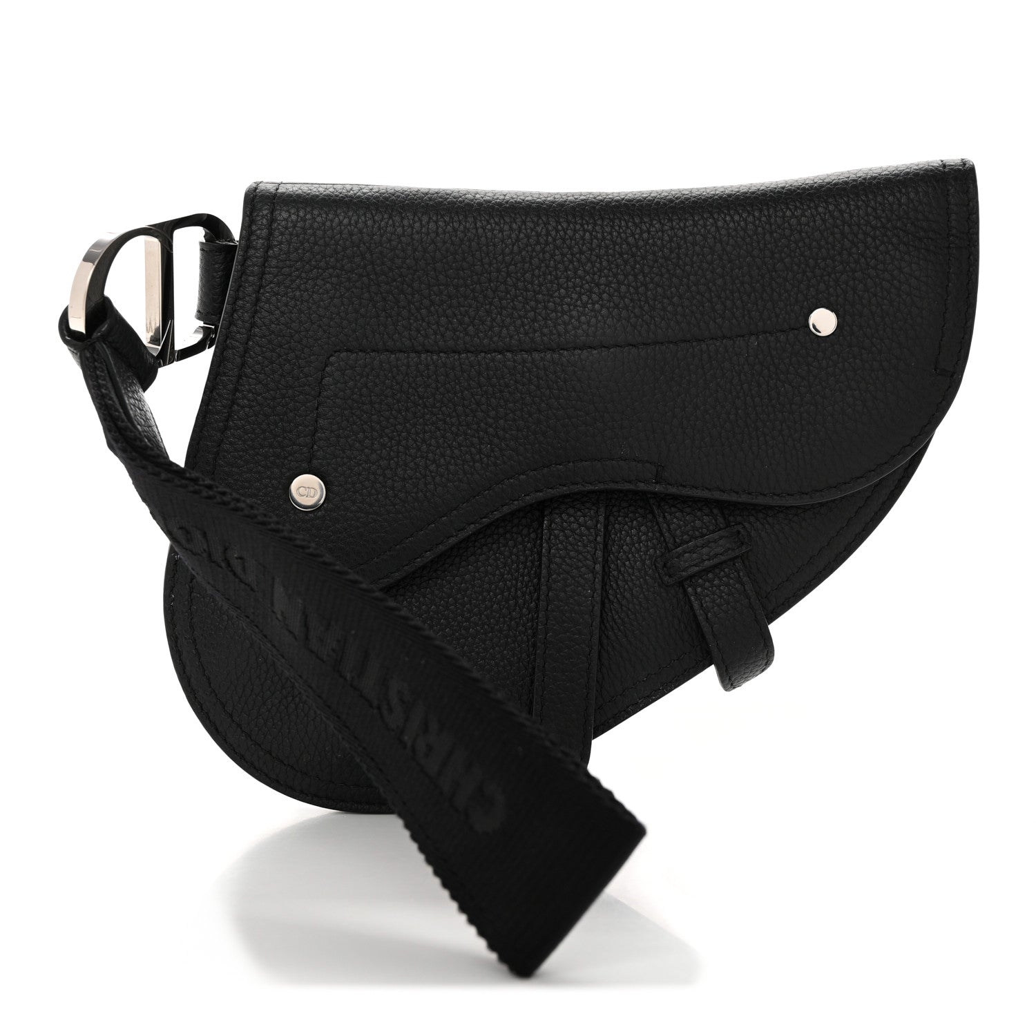 Christian Dior X KAWS Grained Calfskin Saddle Wristlet Black 1 of 10