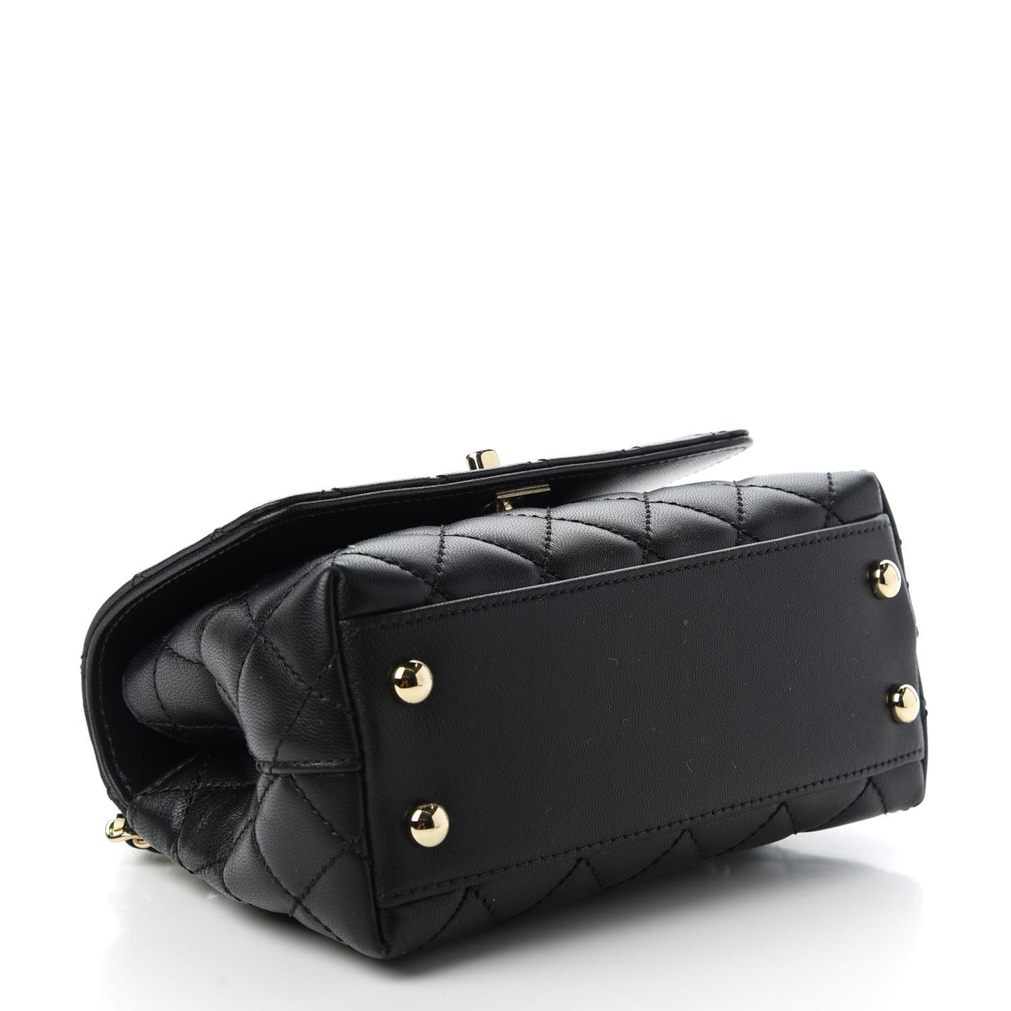 Goatskin Quilted Rainbow Extra Mini Coco Handle Flap Black