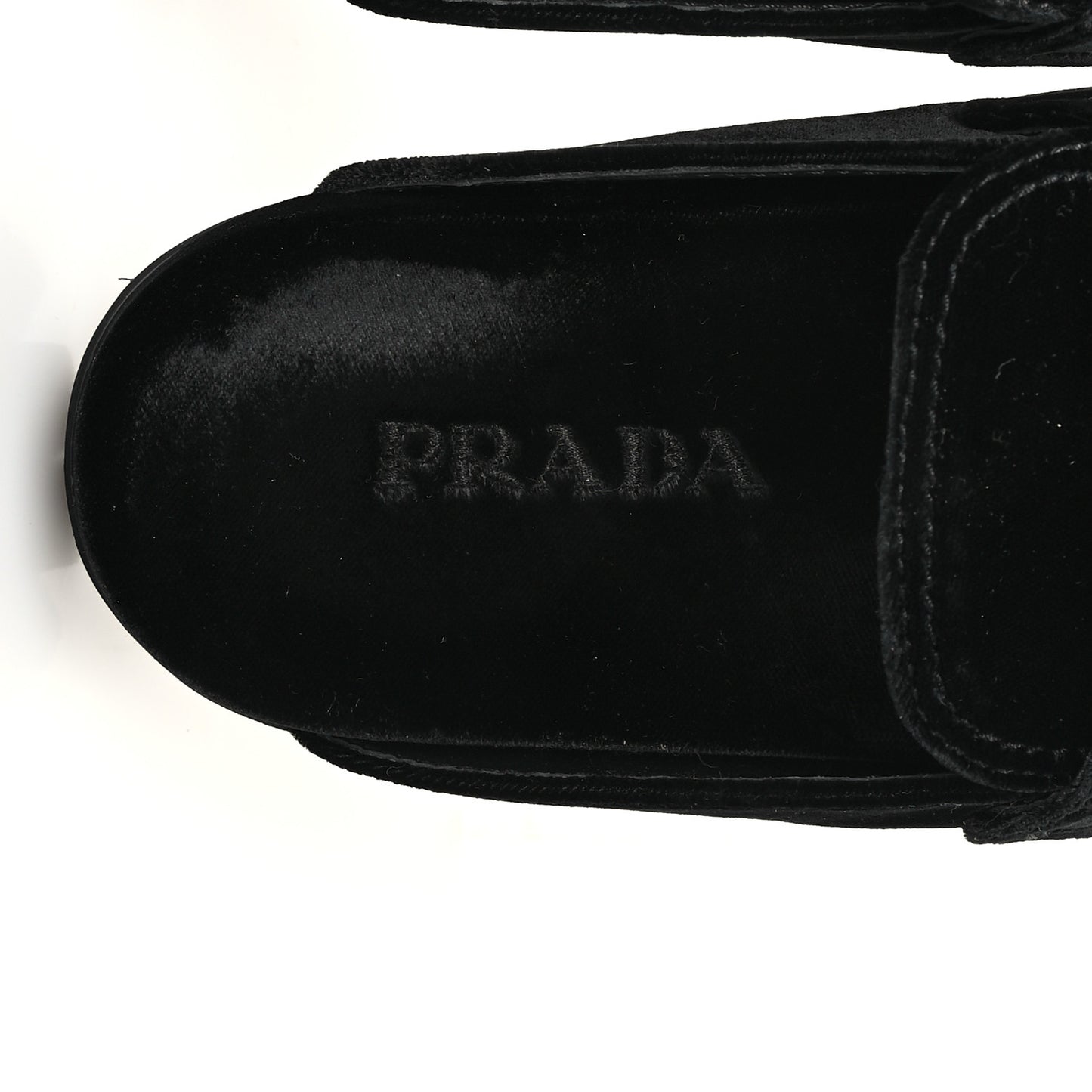 Velluto Metal Triangle Logo 20mm Flat Mules 35 Black