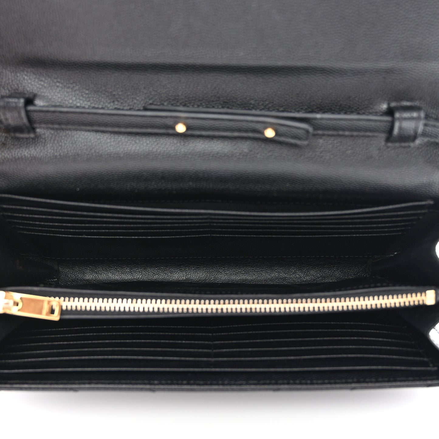 Grain De Poudre Matelasse Chevron Monogram Chain Wallet Black
