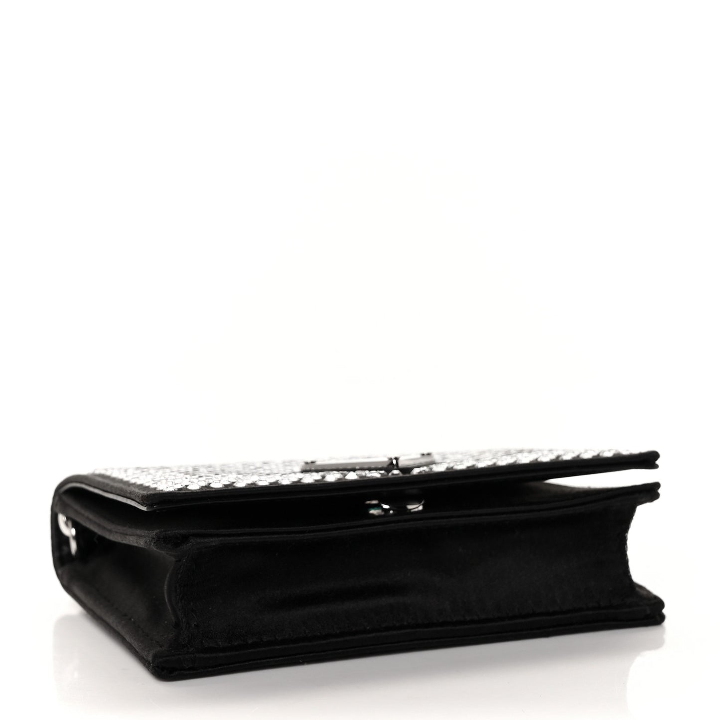 Satin Crystal Metal Triangle Logo Card Holder With Strap Cristal