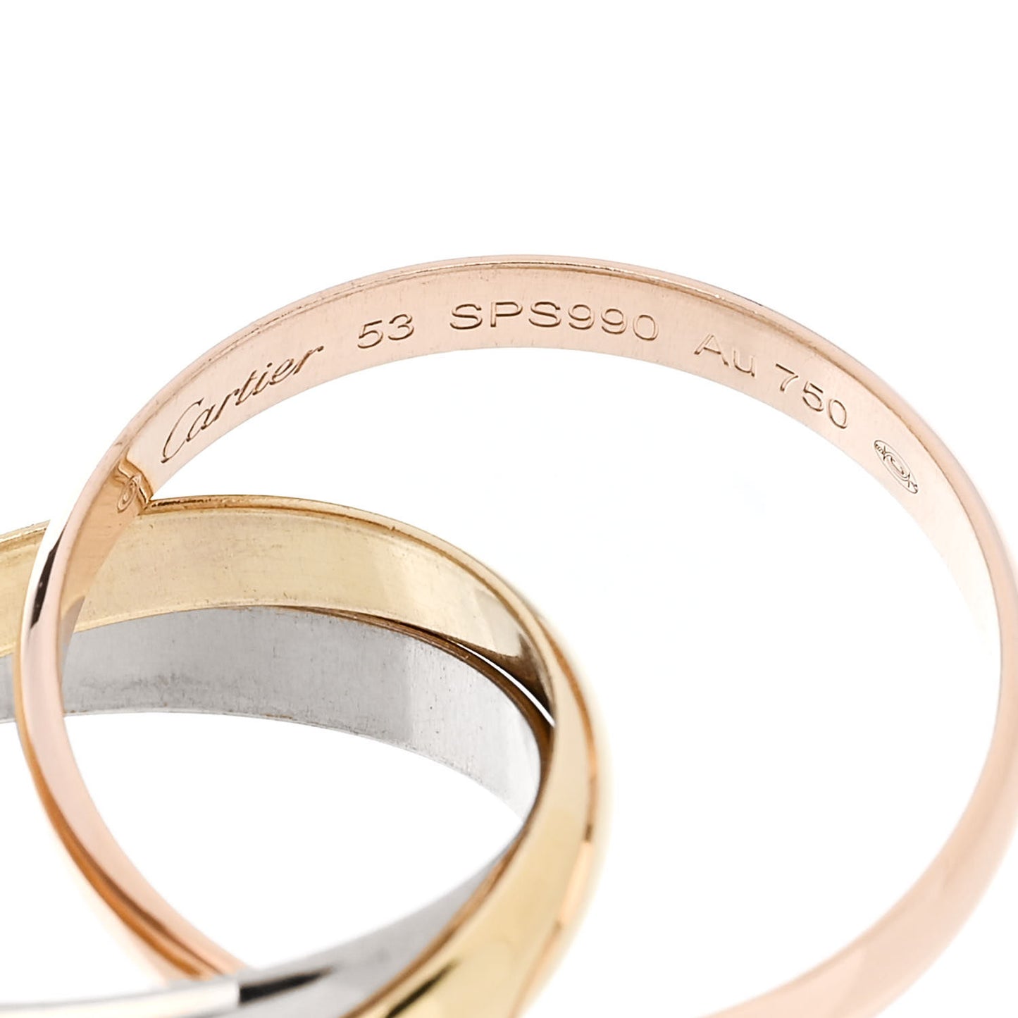 18K Pink Yellow White Gold Small Trinity Ring 53 6.25