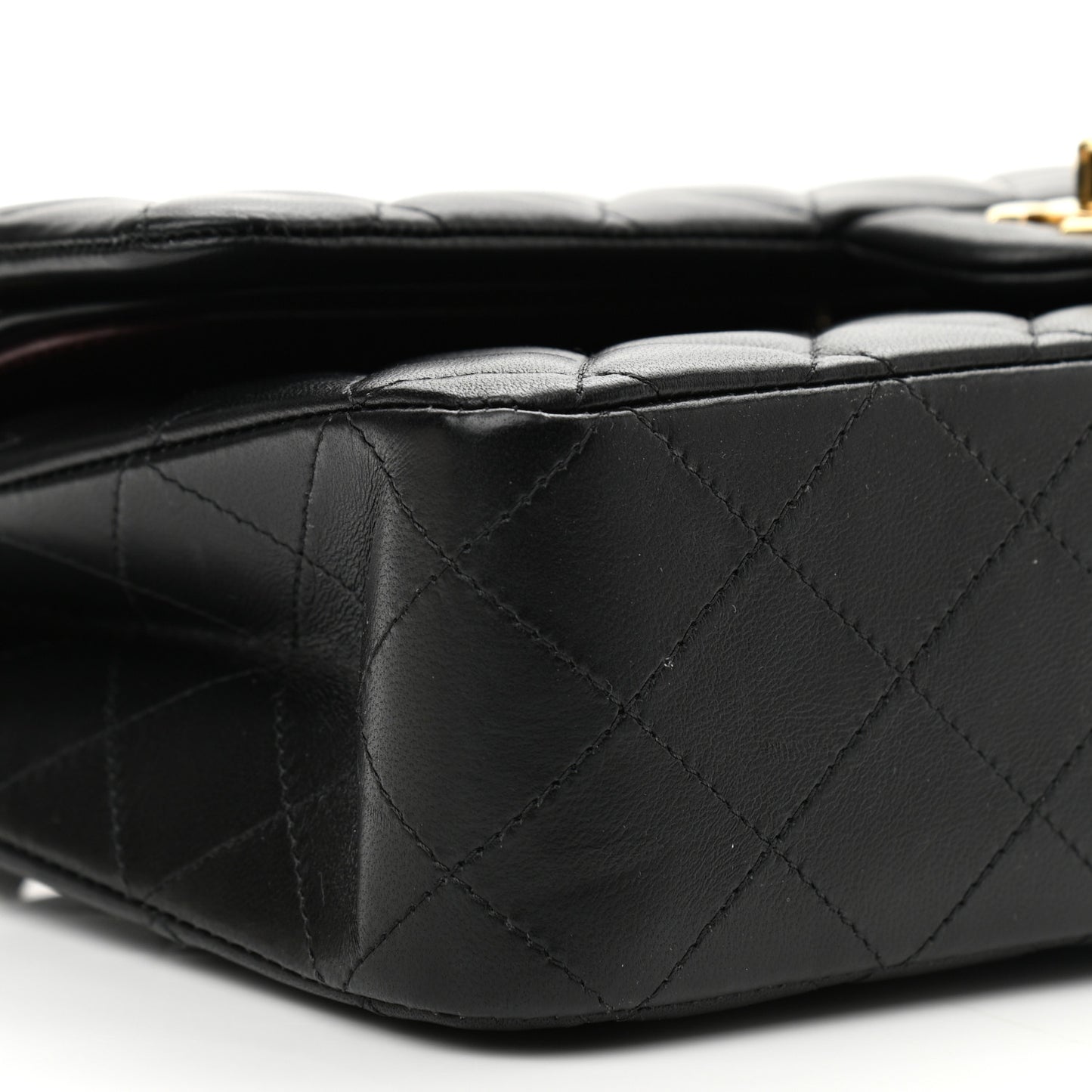 Lambskin Quilted Medium Double Flap Black