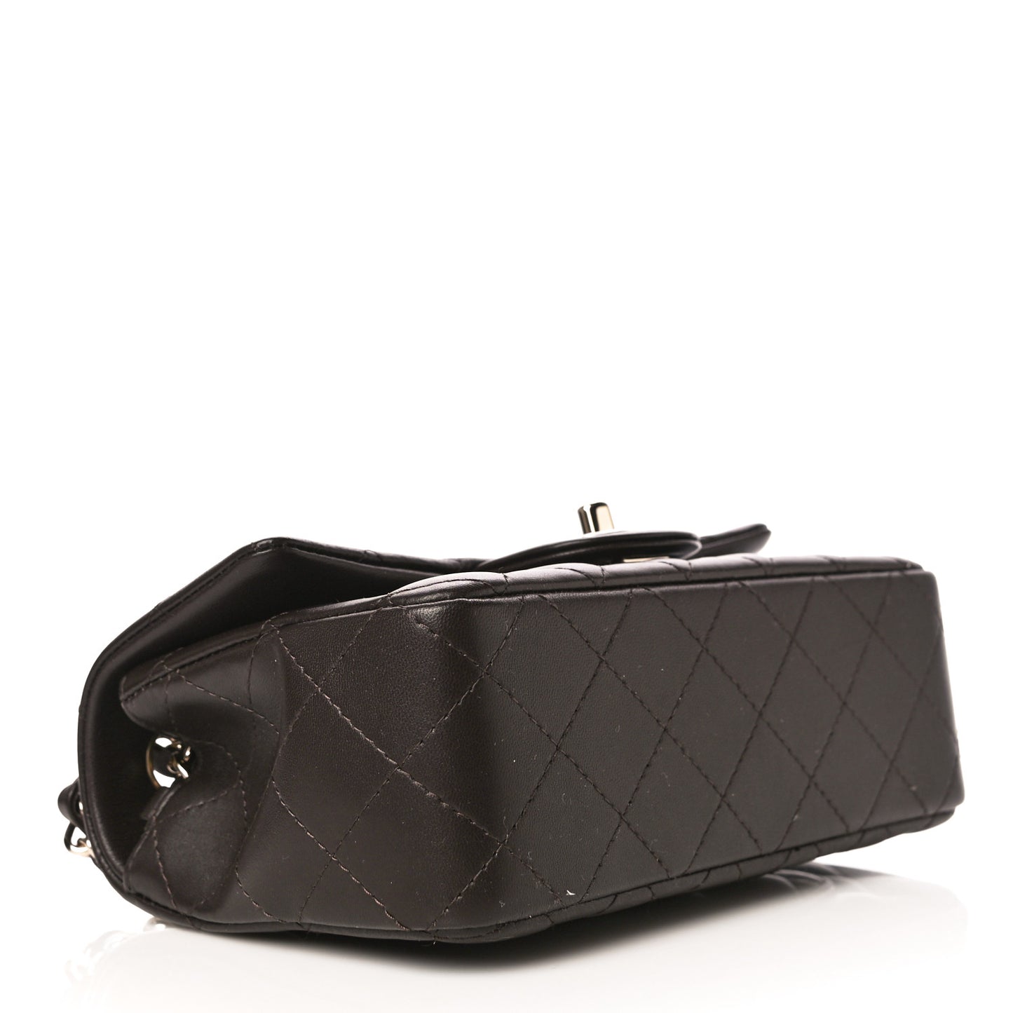 Lambskin Quilted Mini Rectangular Flap Dark Brown
