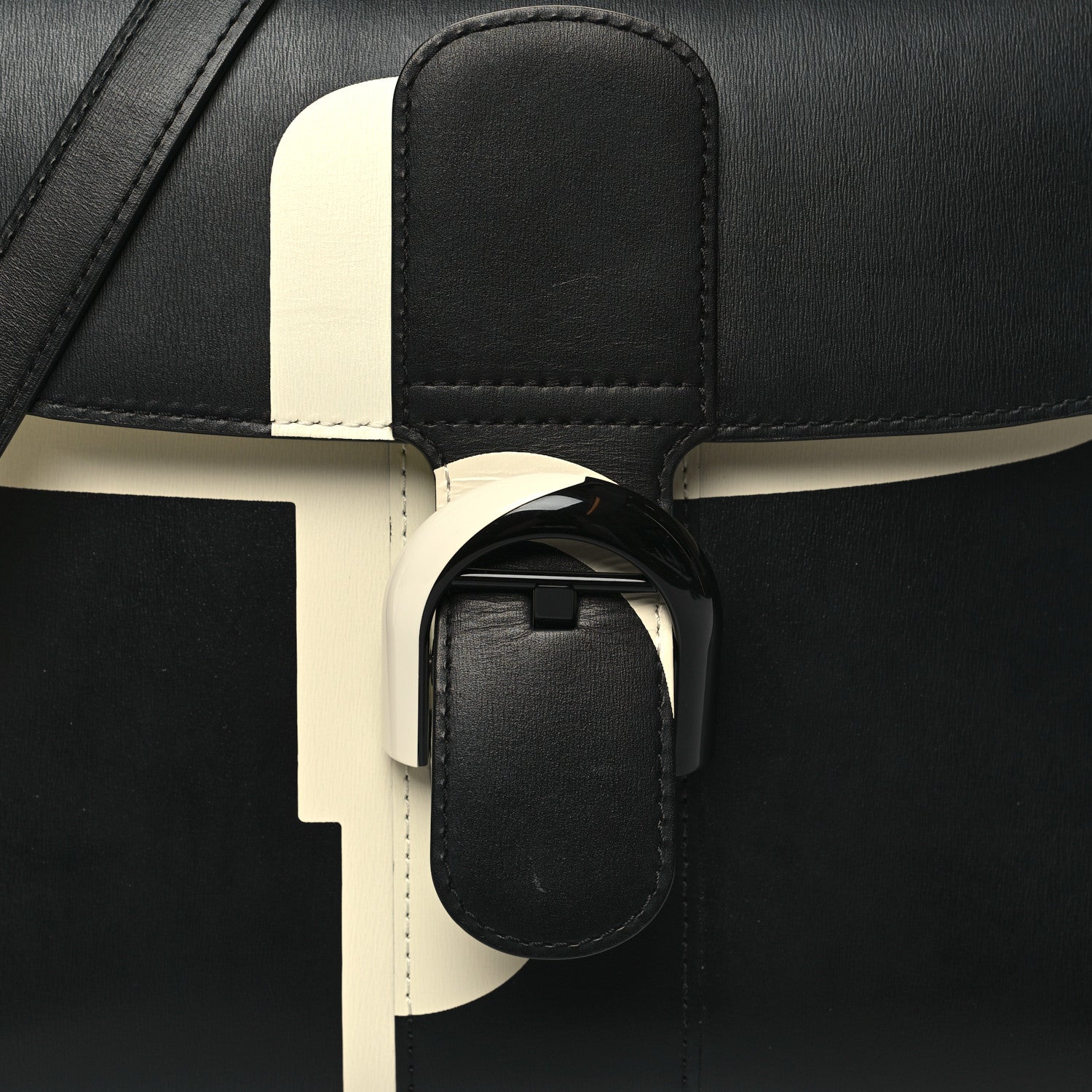 Delvaux Box Calfskin Light And Shadow MM Brillant Satchel Black Ivory 8 of 14