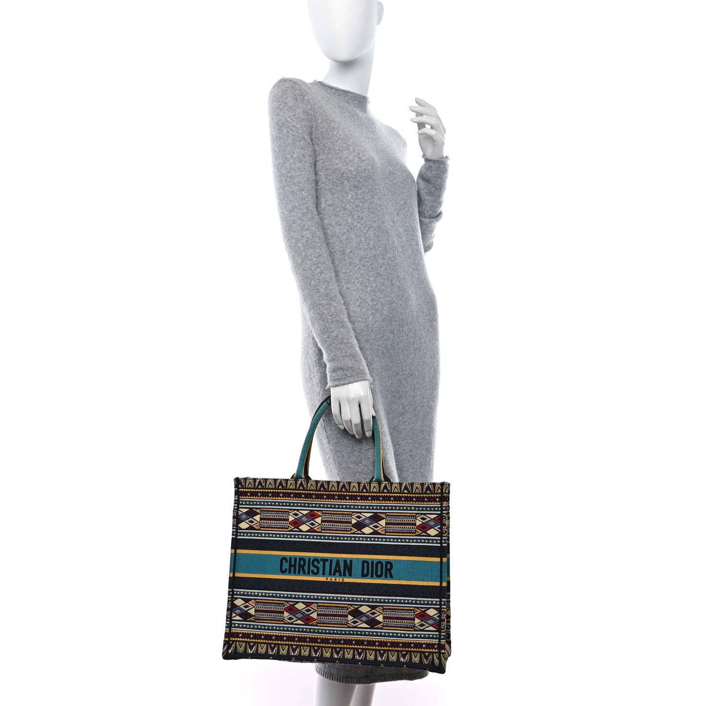 Canvas Embroidered Book Tote Blue Multicolor