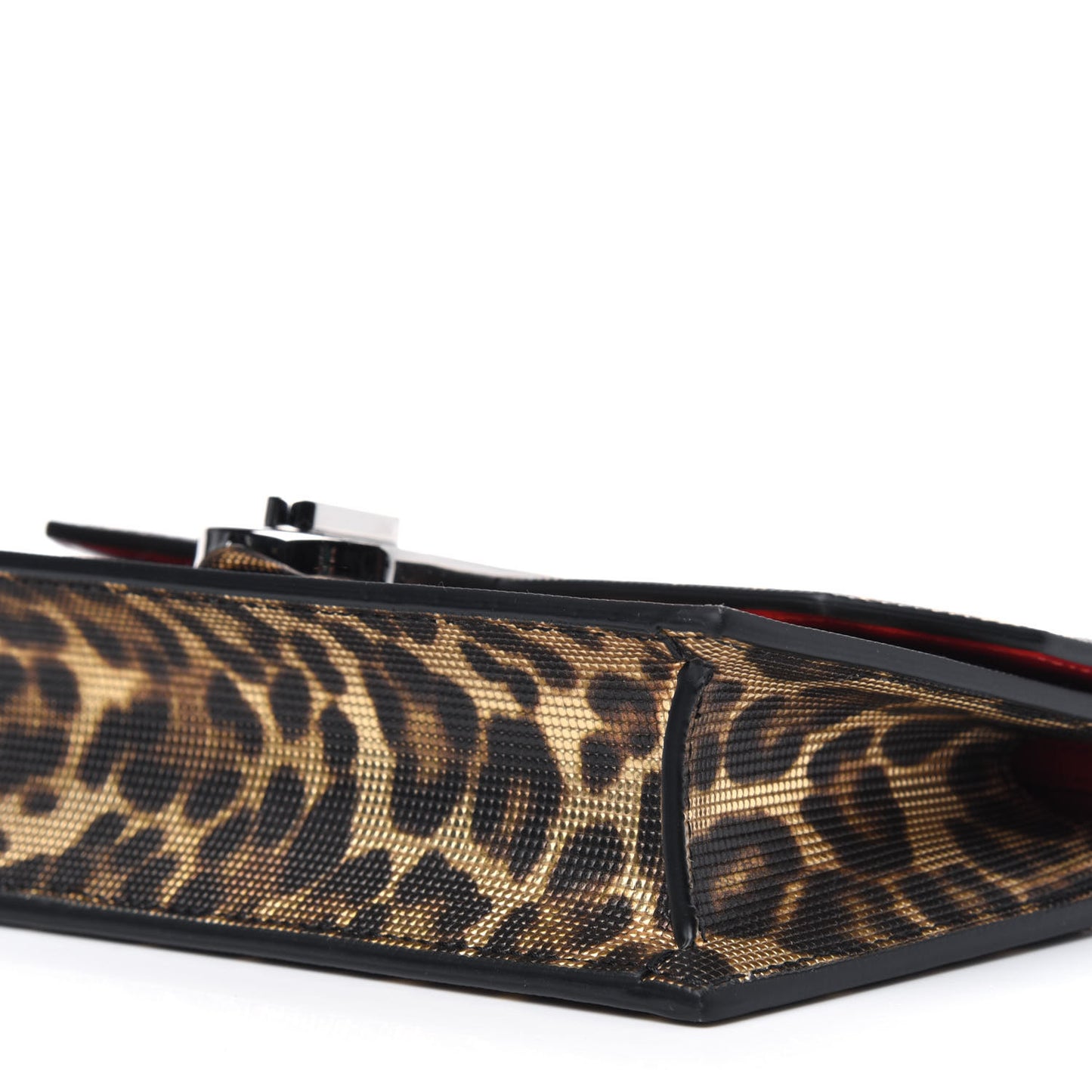 Metallic Calfskin Coins Leopard Print Small Elisa Baguette Gold Silver